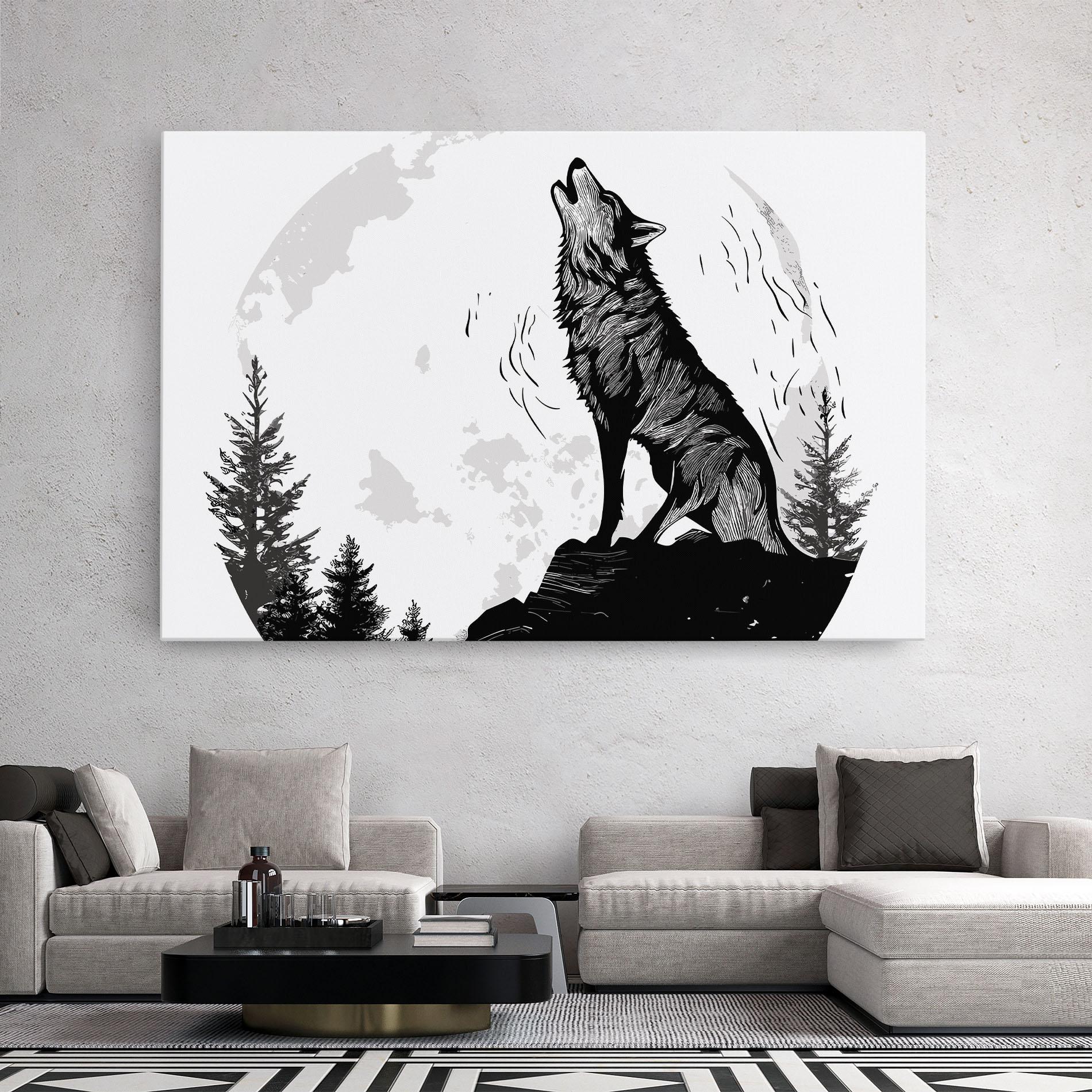 Leinwandbild Grey Moon Wolf mockup 2