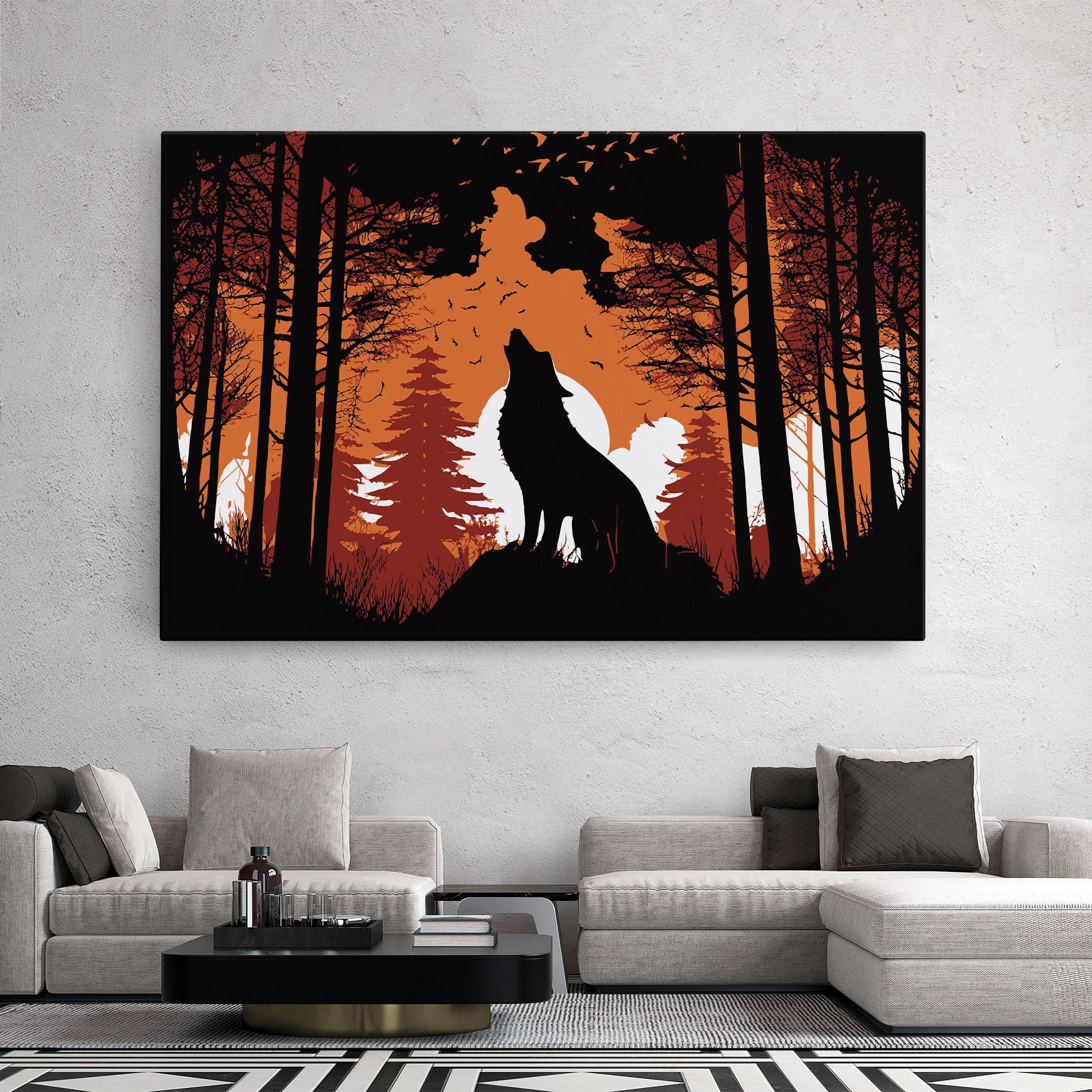 Leinwandbild Orange Sky Wolf mockup 2