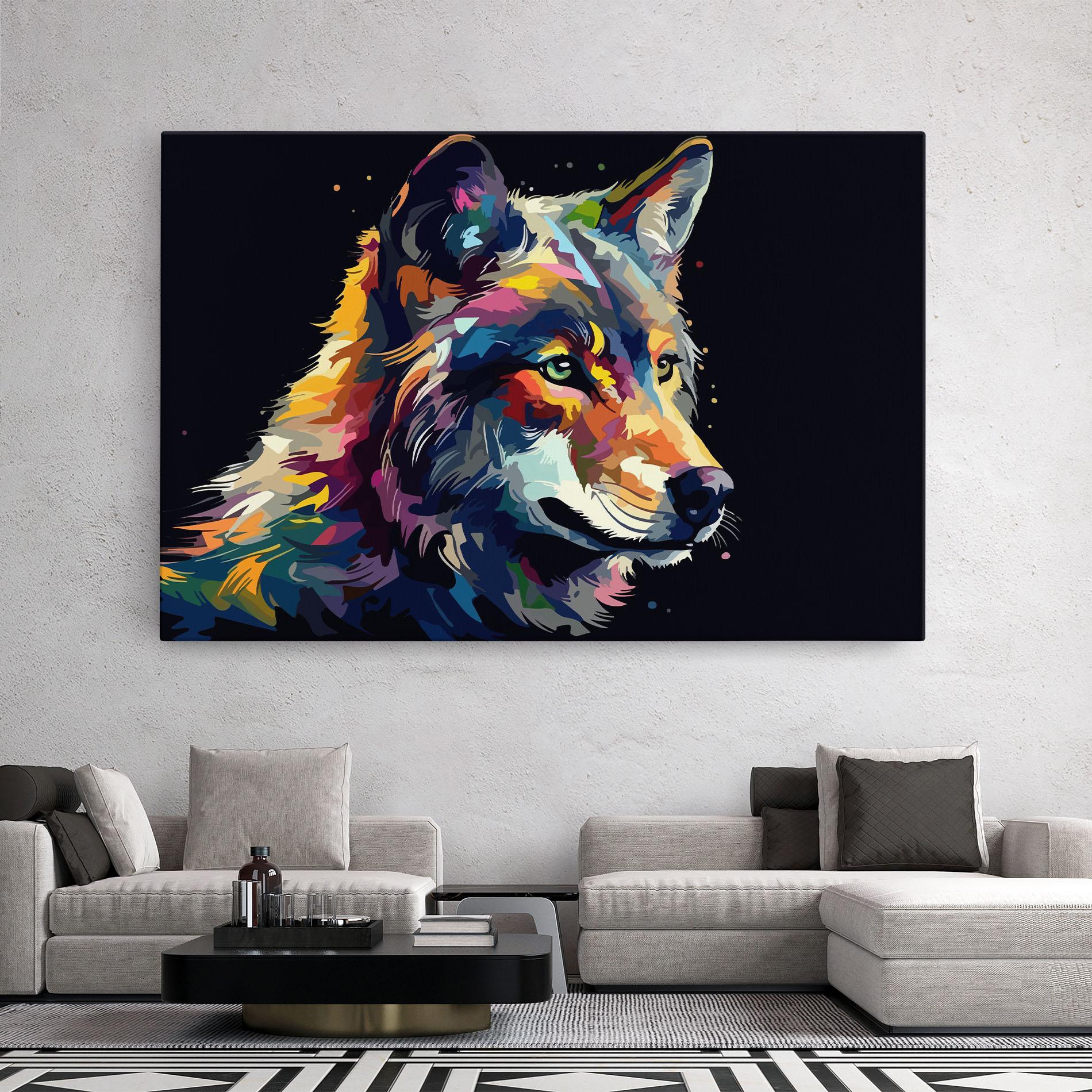 Leinwandbild Painted Wolf mockup 2