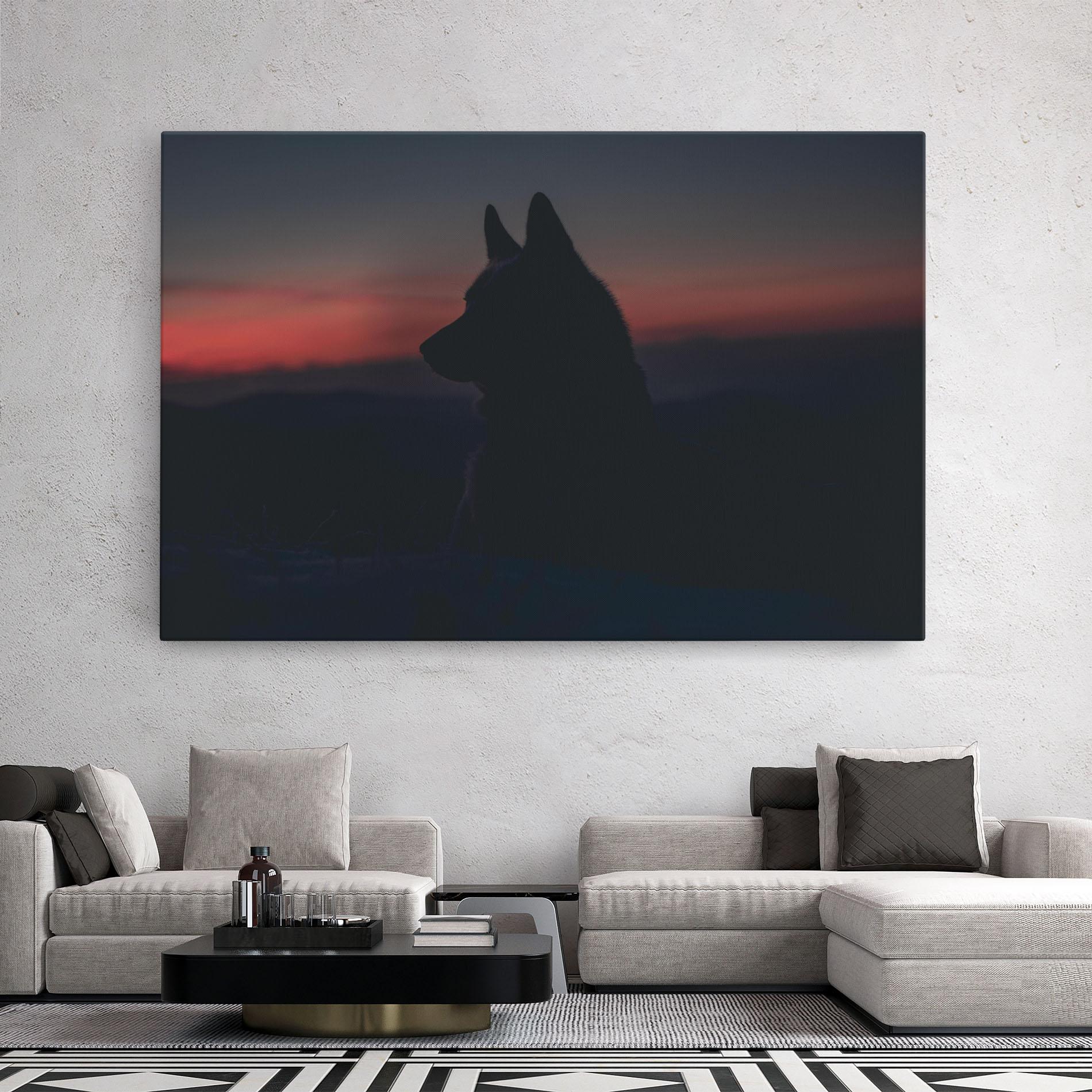 Leinwandbild Wolf Shillouette mockup 2