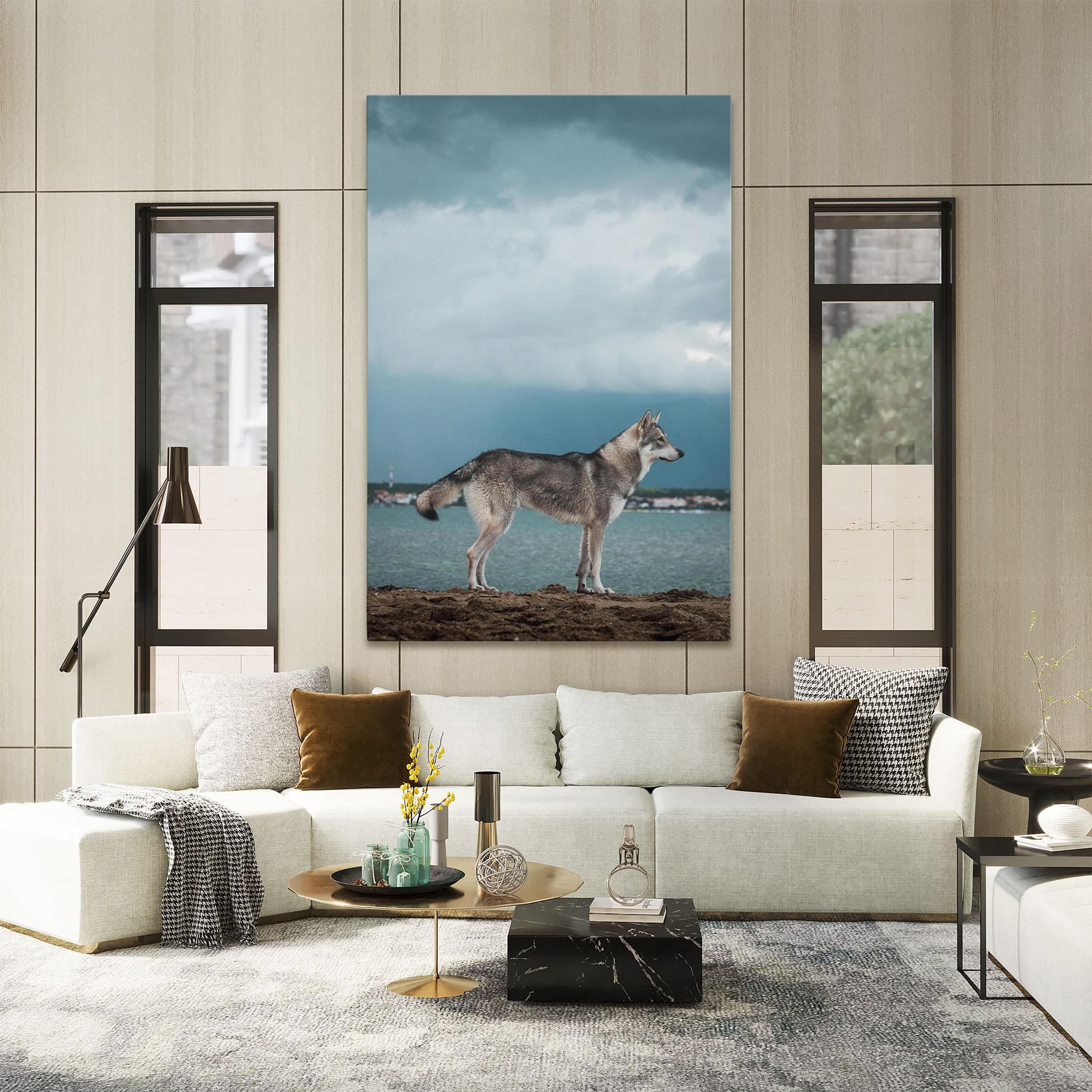 Leinwandbild Grey Wolf Looking mockup 2