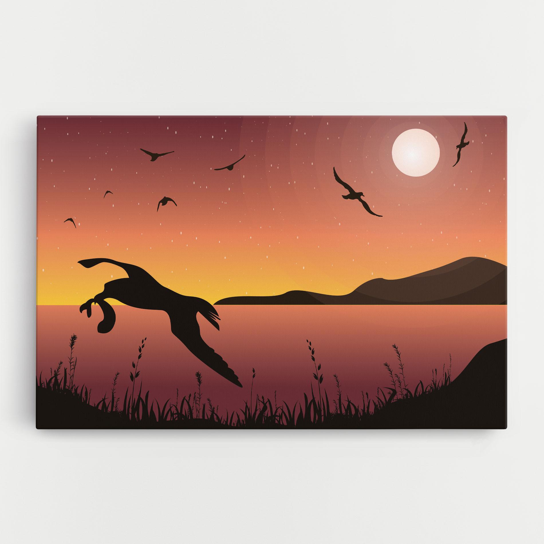 Leinwandbild Birds Fishing mockup 0