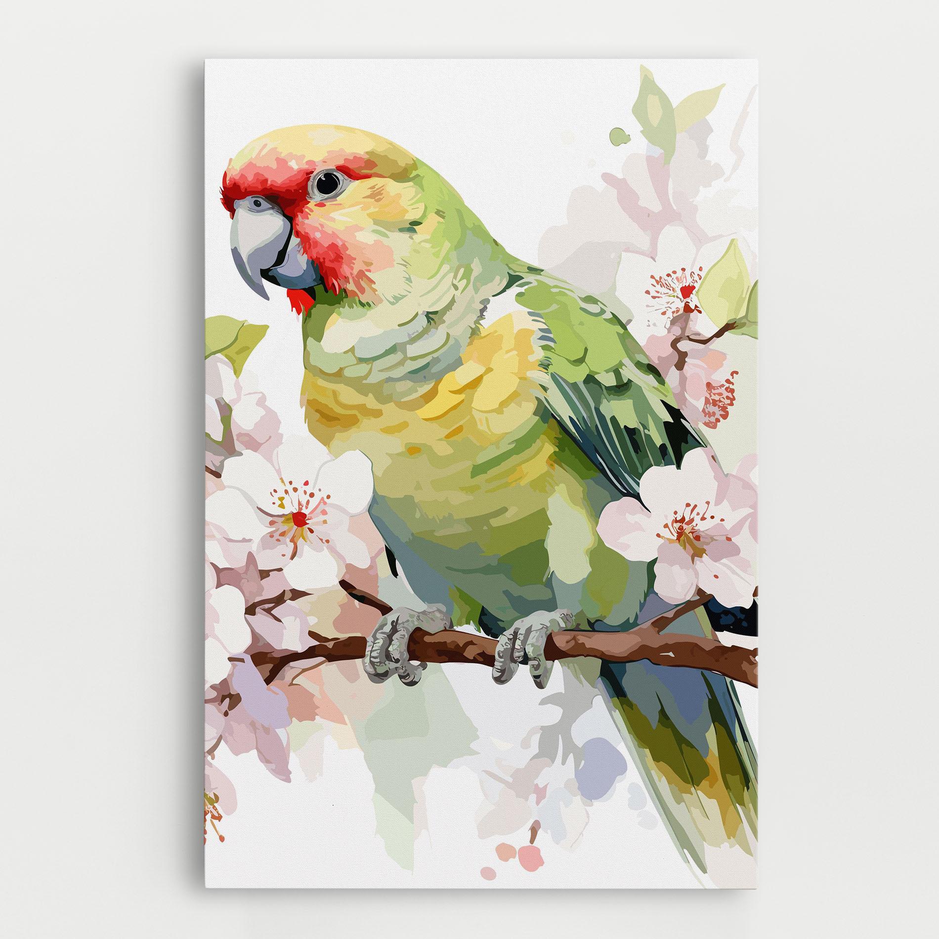 Leinwandbild Cute Green Parrot mockup 0