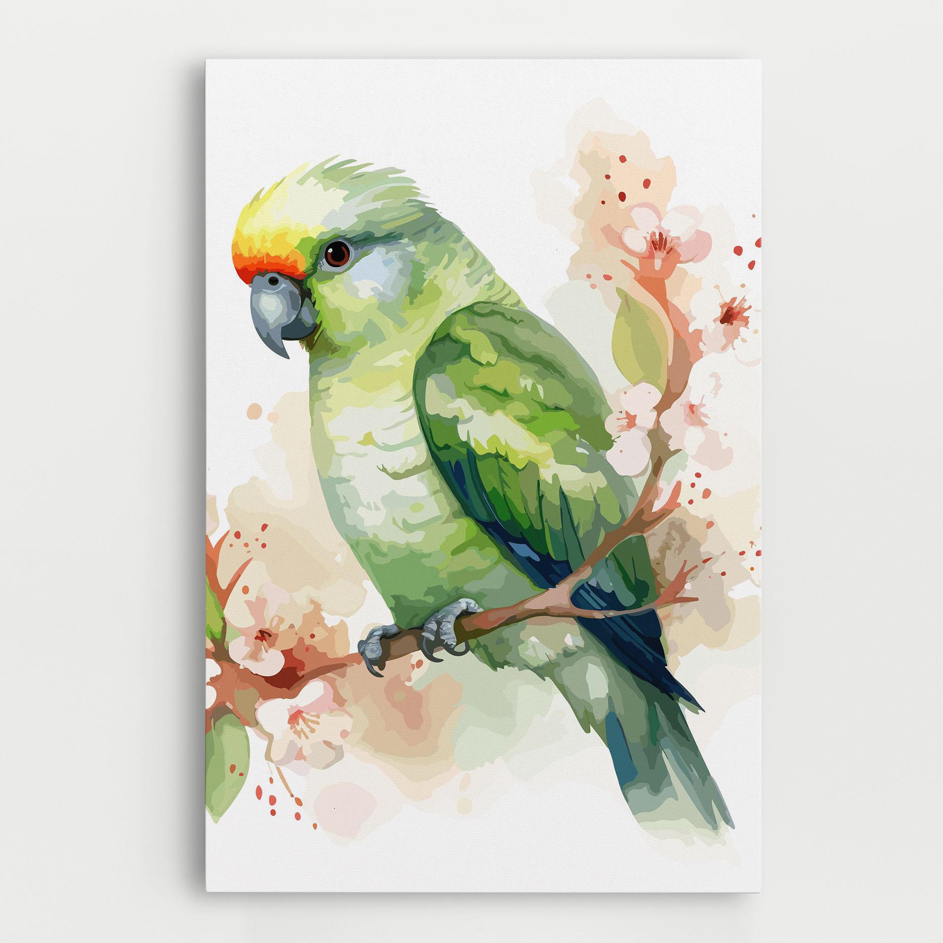 Leinwandbild Pretty Green Parrot mockup 0