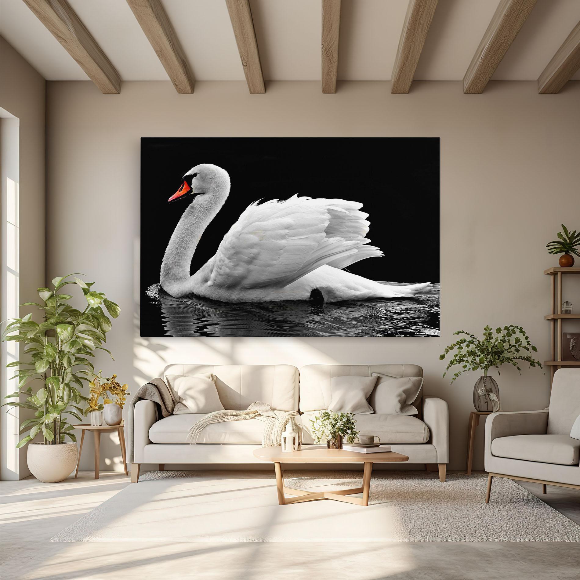 Leinwandbild Black And White Swan mockup 6