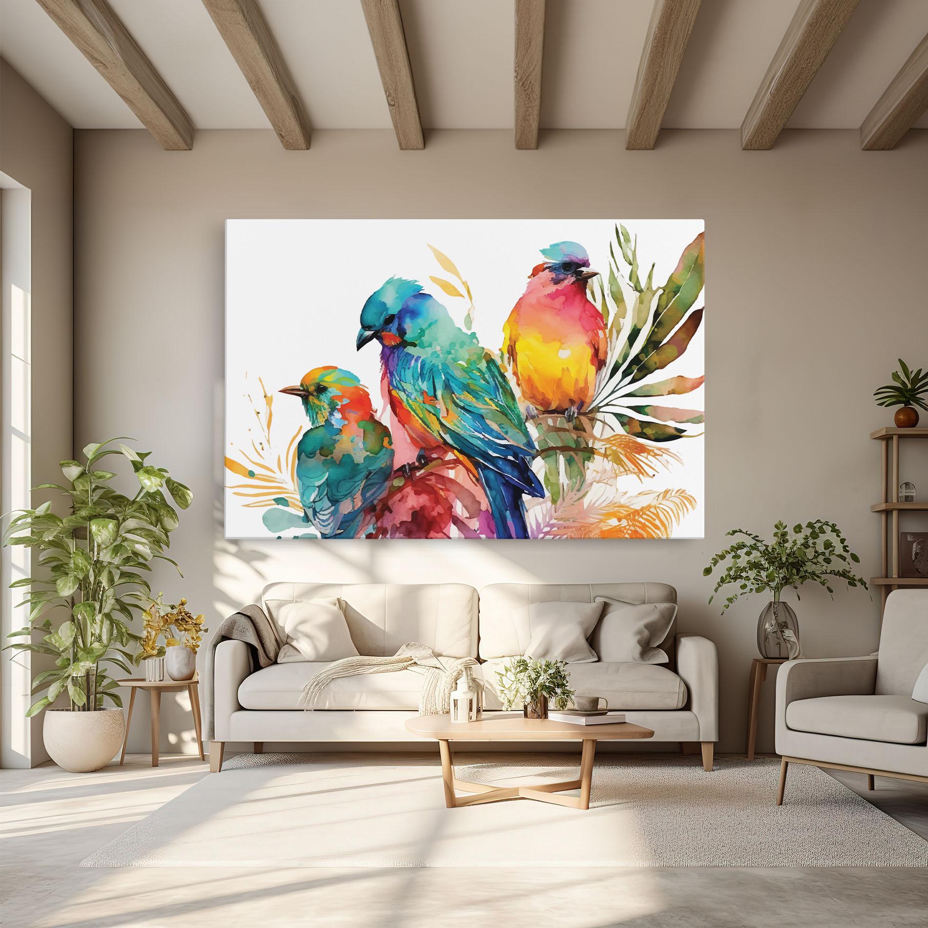 Leinwandbild Colorful Birds mockup 6