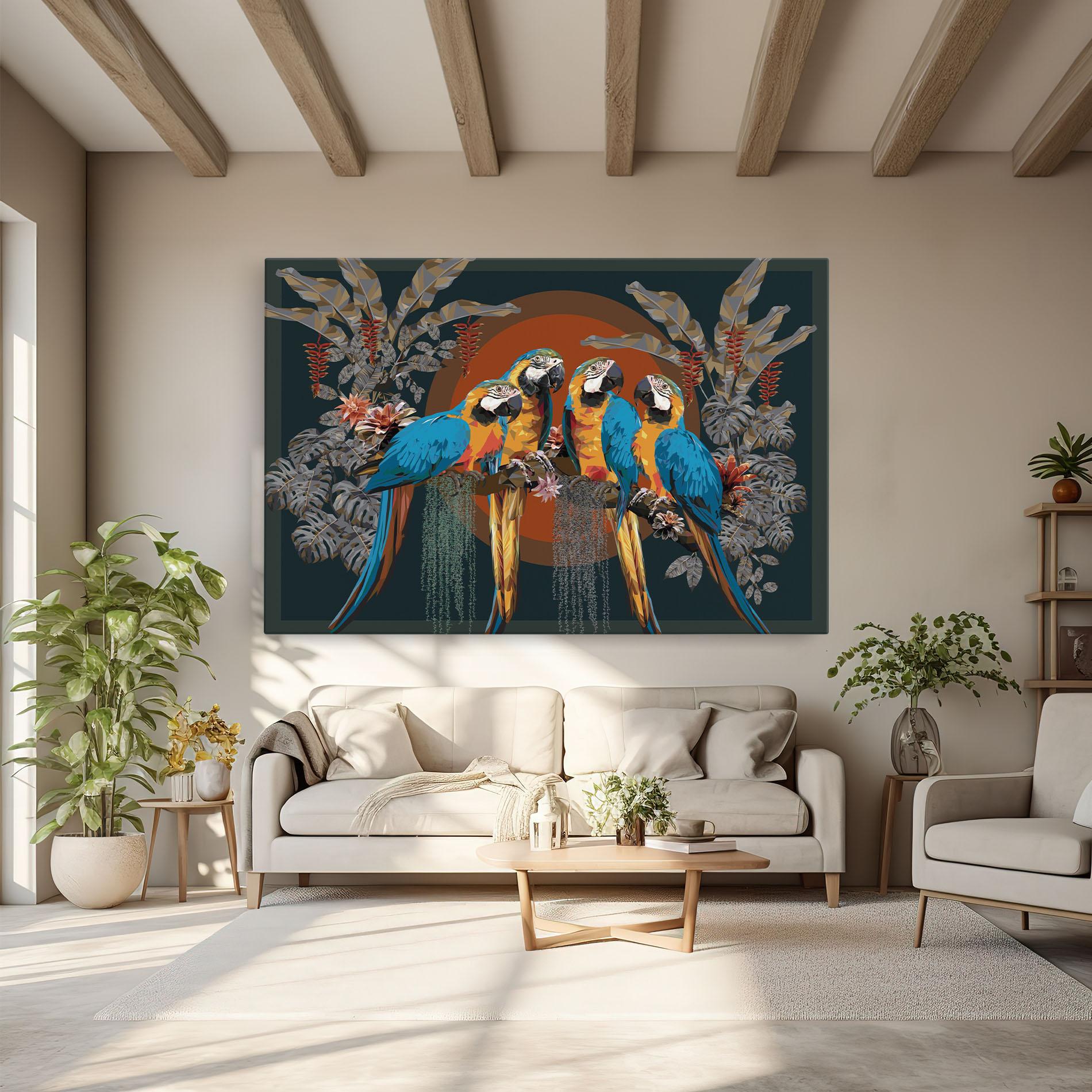 Leinwandbild Parrot Couples mockup 6