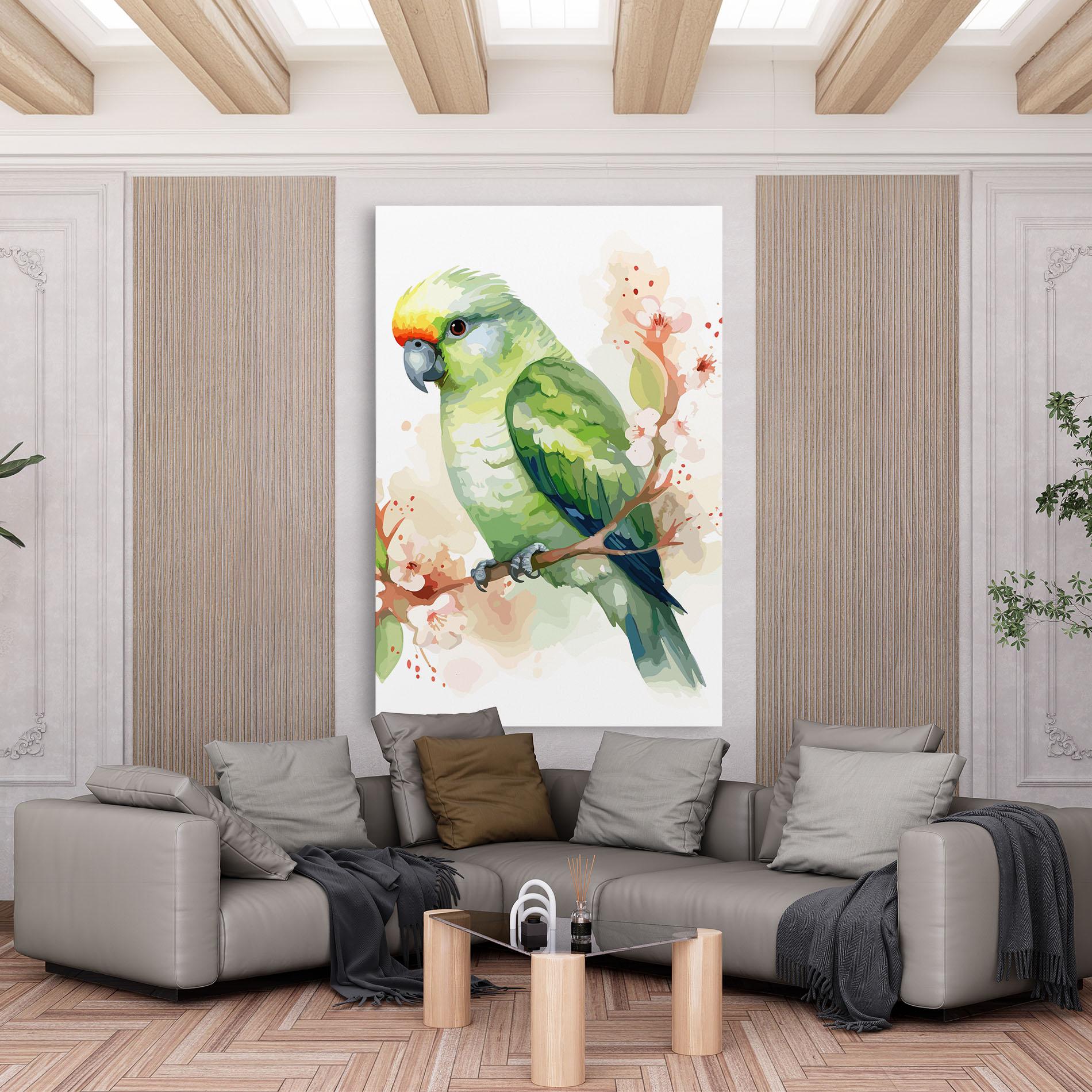 Leinwandbild Pretty Green Parrot mockup 6