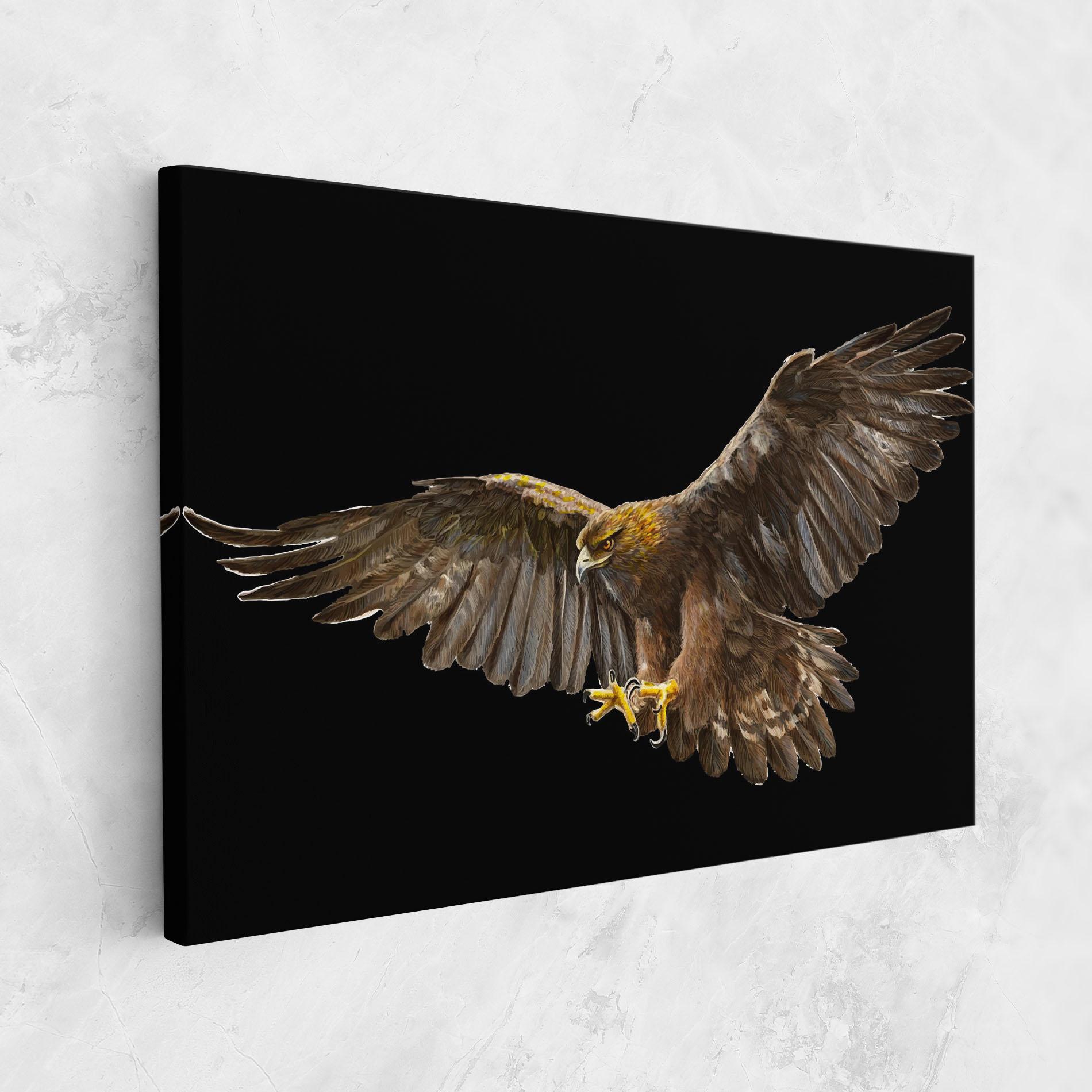 Leinwandbild Eagle On Black mockup 1