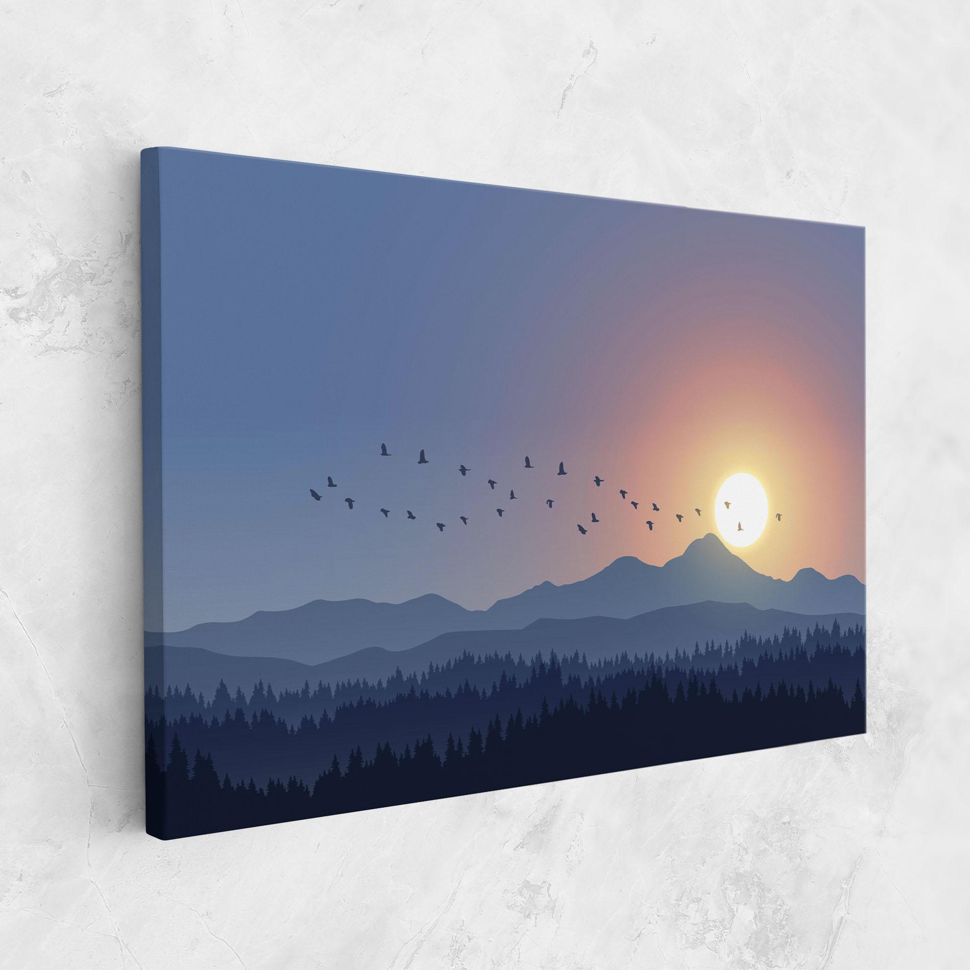 Leinwandbild Sunset Birds View mockup 1