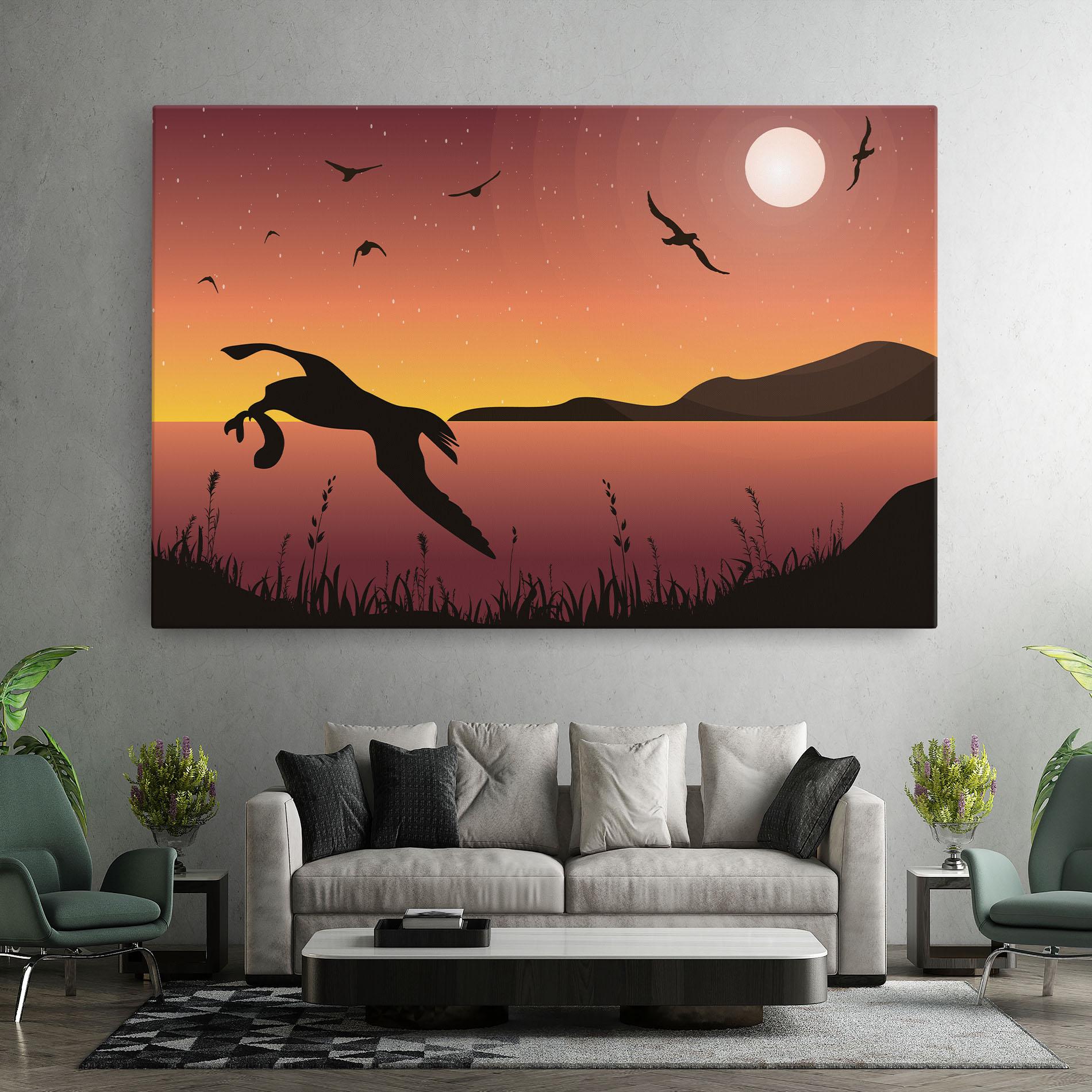 Leinwandbild Birds Fishing mockup 7