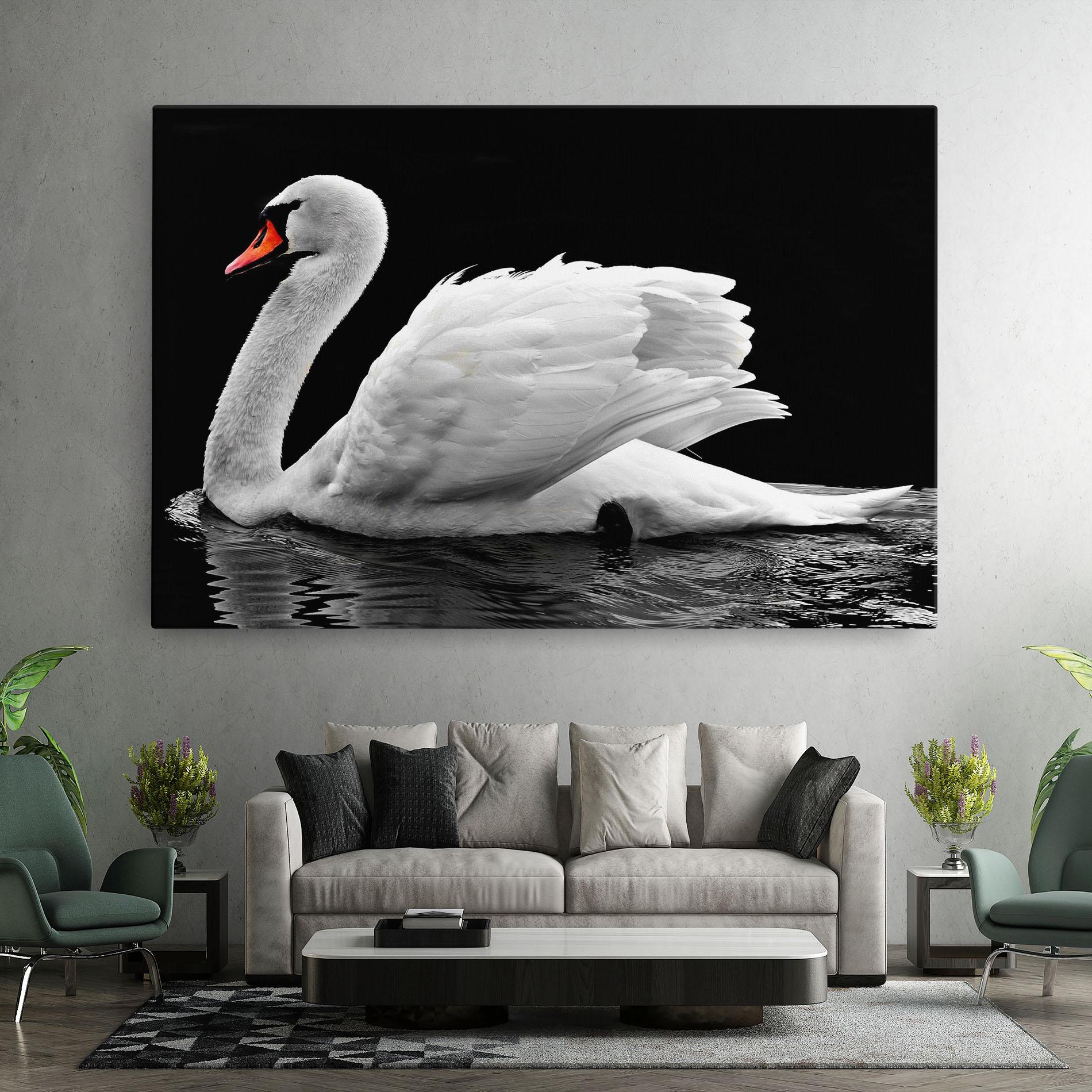 Leinwandbild Black And White Swan mockup 7