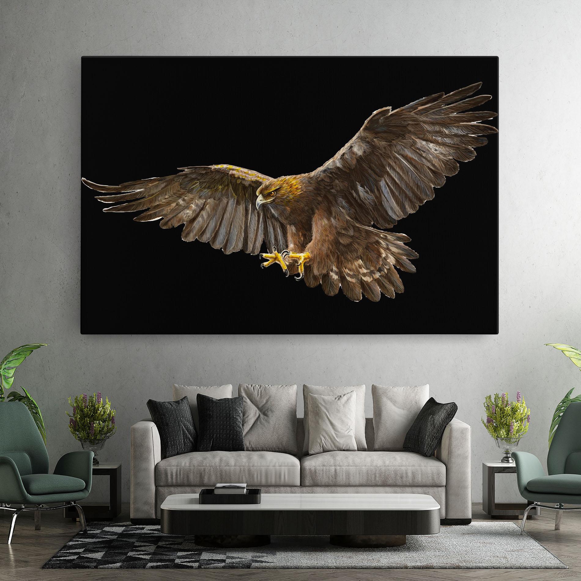 Leinwandbild Eagle On Black mockup 7
