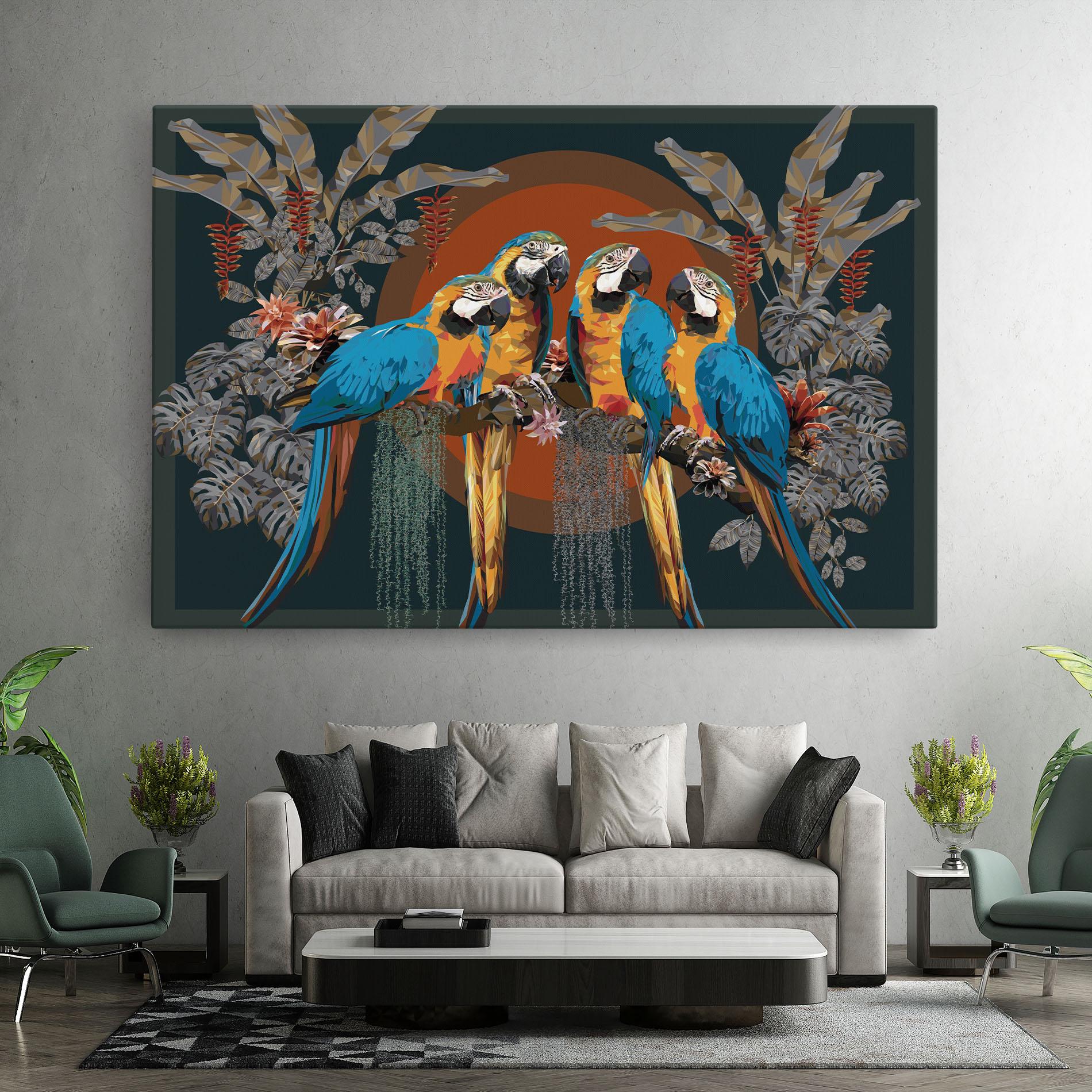 Leinwandbild Parrot Couples mockup 7