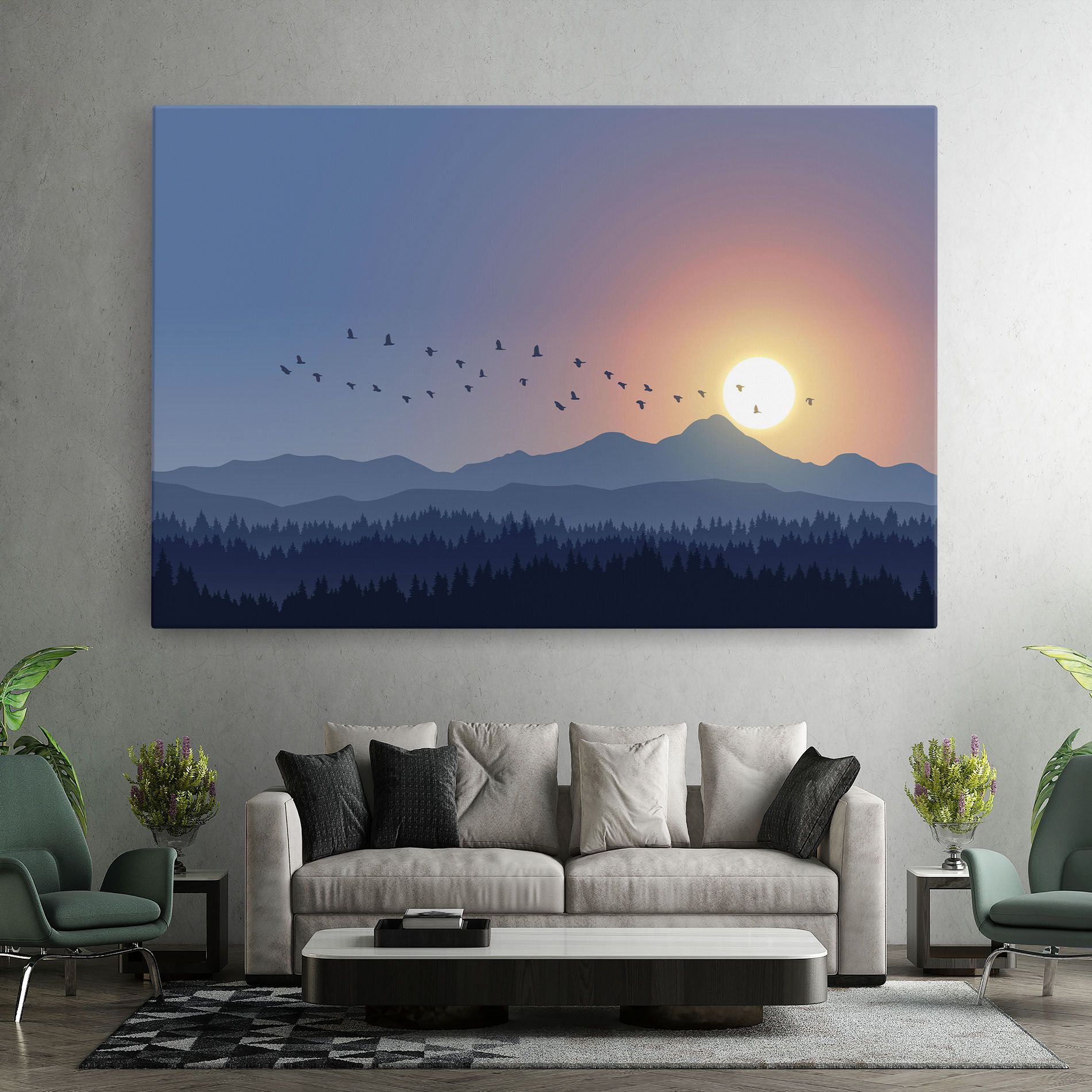 Sunset Birds View mockup 7