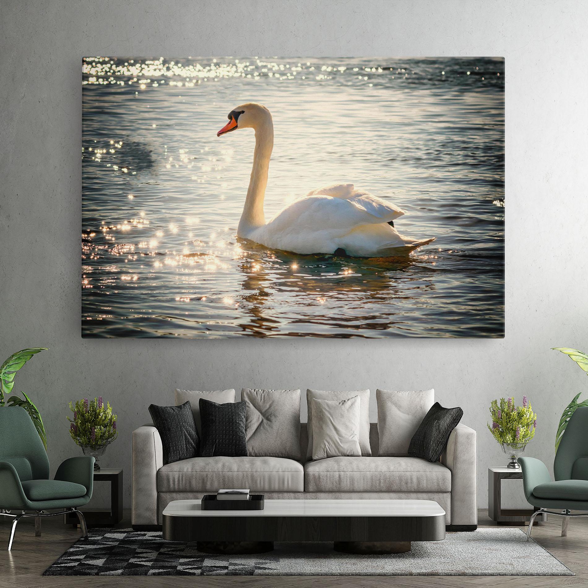 Leinwandbild Swan On Lake mockup 7