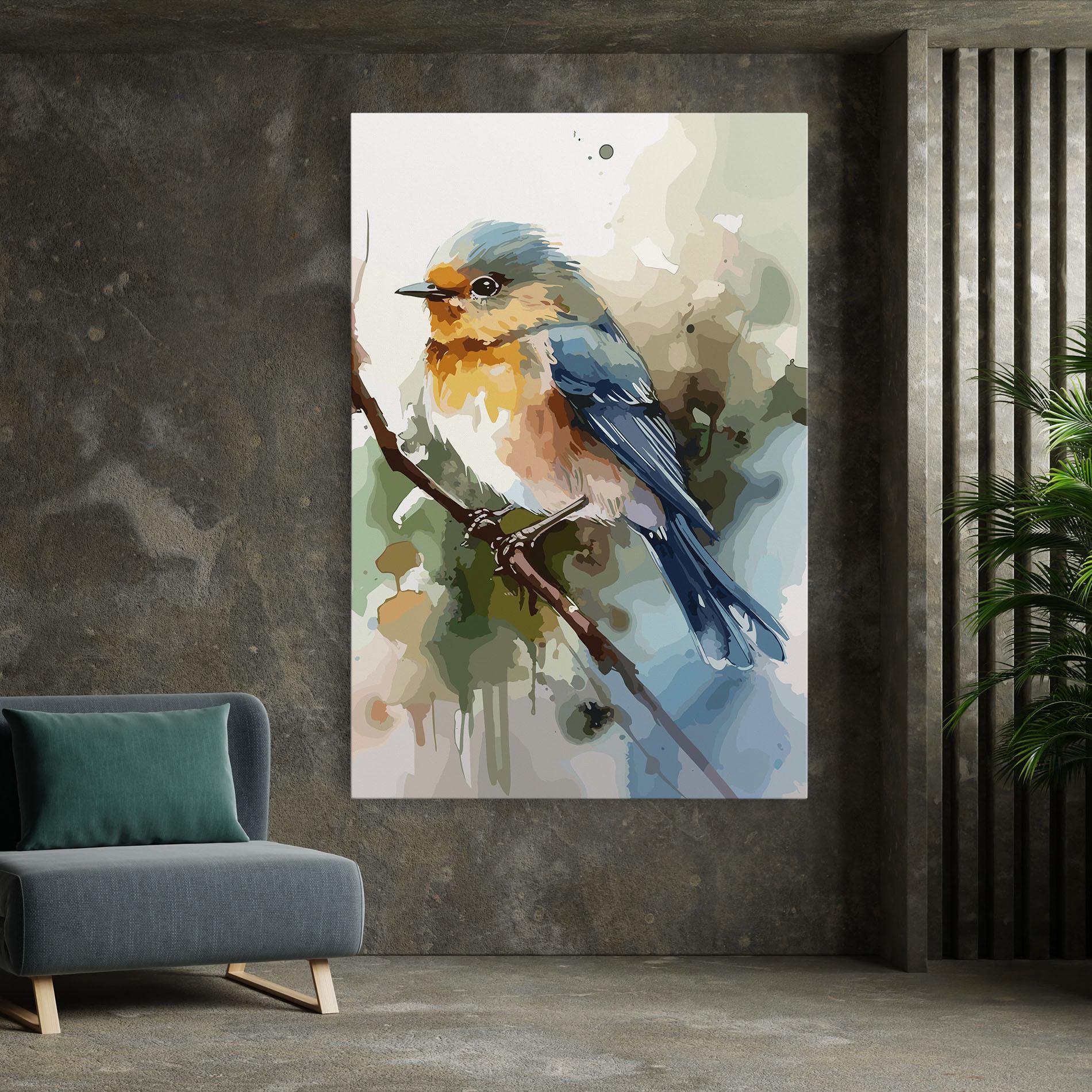 Leinwandbild Blue Pretty Bird mockup 7