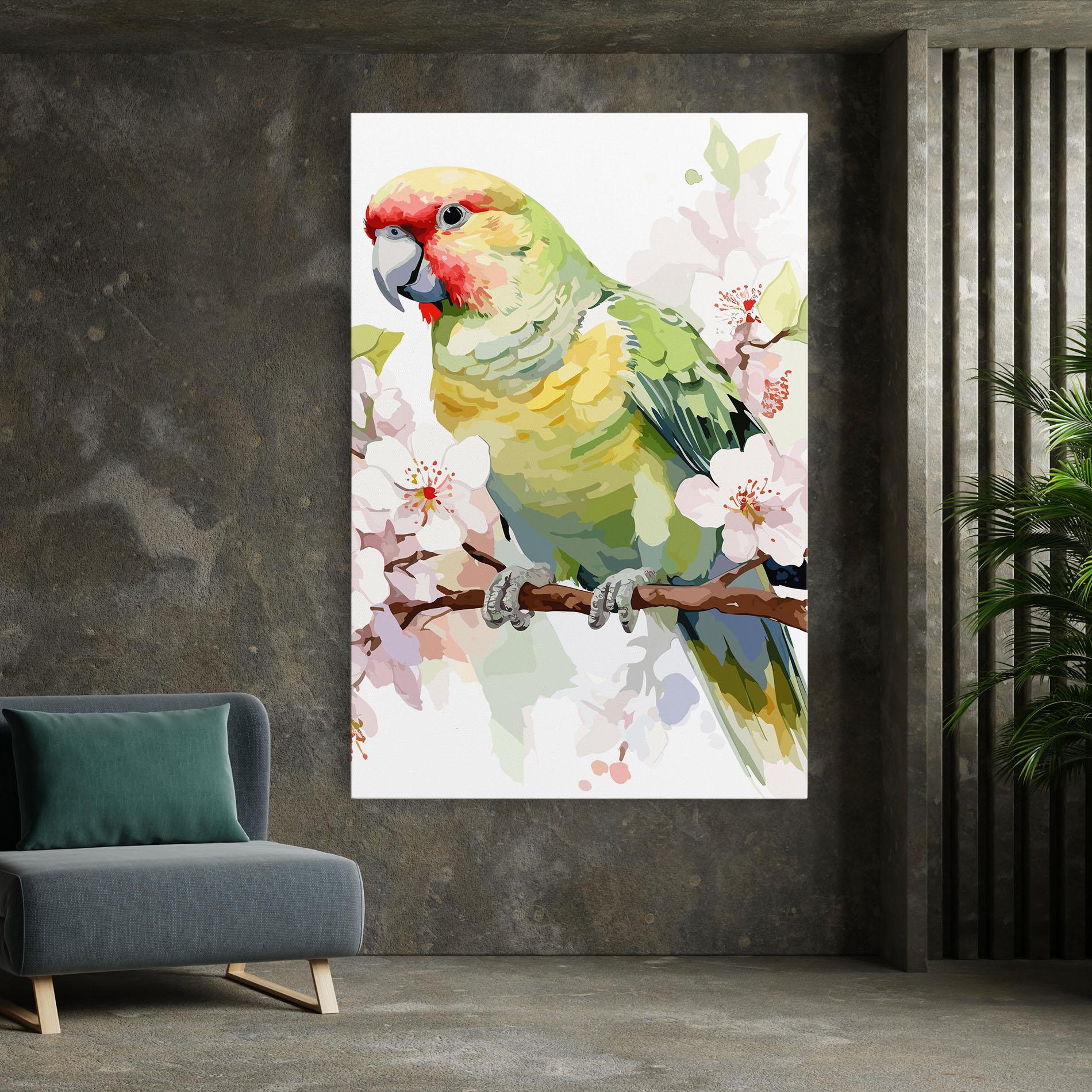 Leinwandbild Cute Green Parrot mockup 7