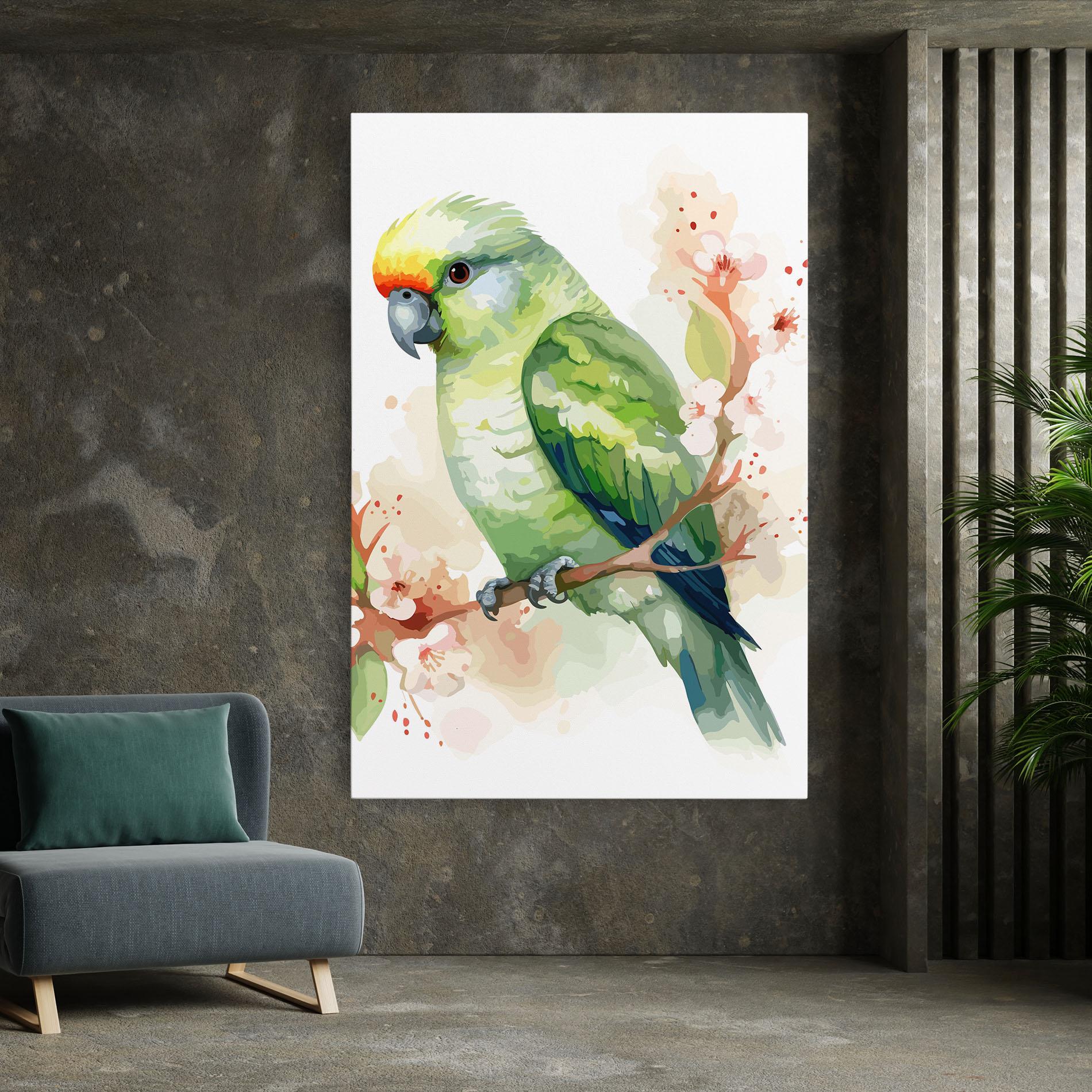 Leinwandbild Pretty Green Parrot mockup 7