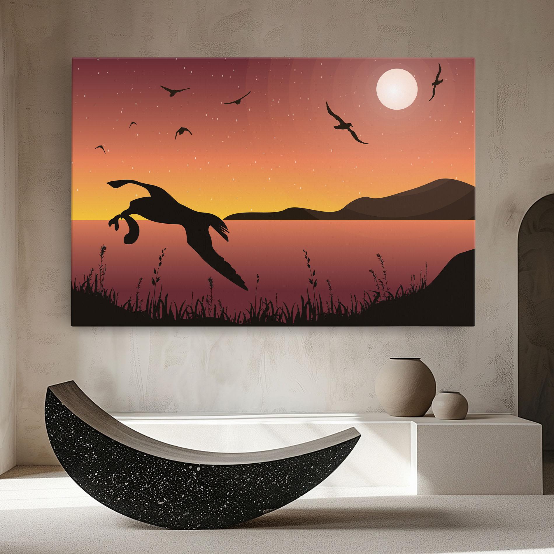 Leinwandbild Birds Fishing mockup 8