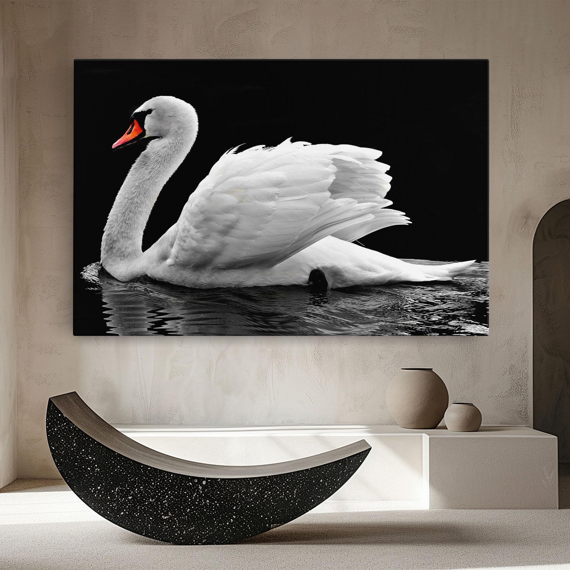 Leinwandbild Black And White Swan mockup 8