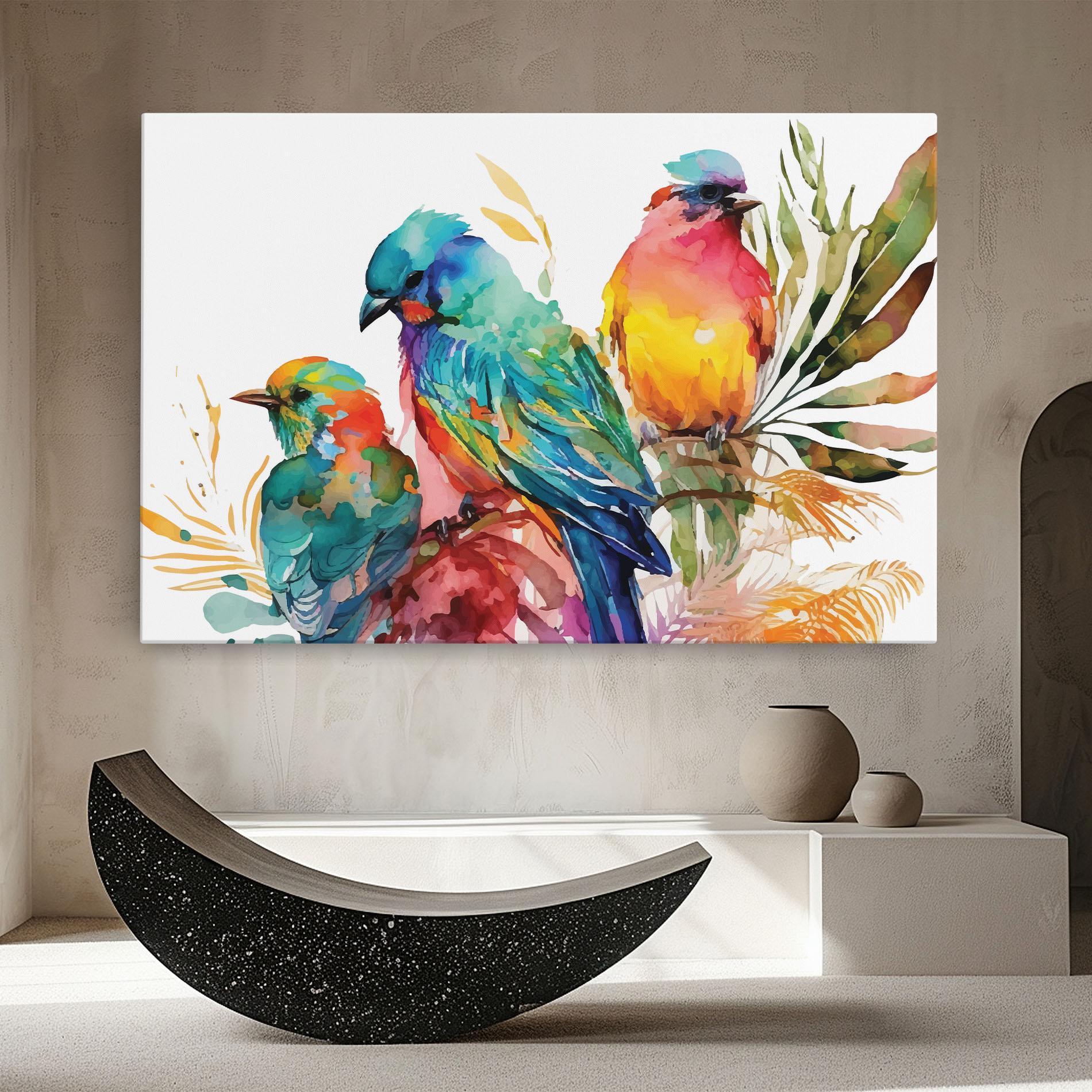 Leinwandbild Colorful Birds mockup 8