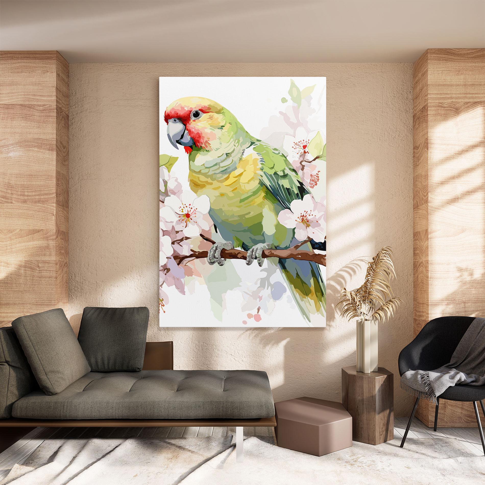 Leinwandbild Cute Green Parrot mockup 8