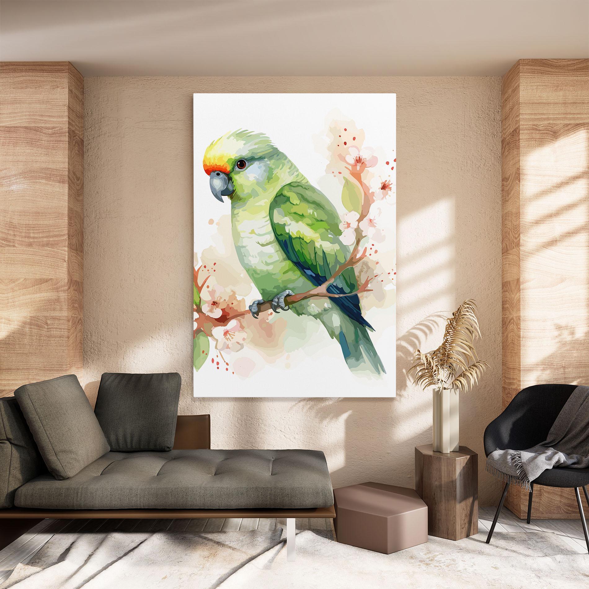 Leinwandbild Pretty Green Parrot mockup 8