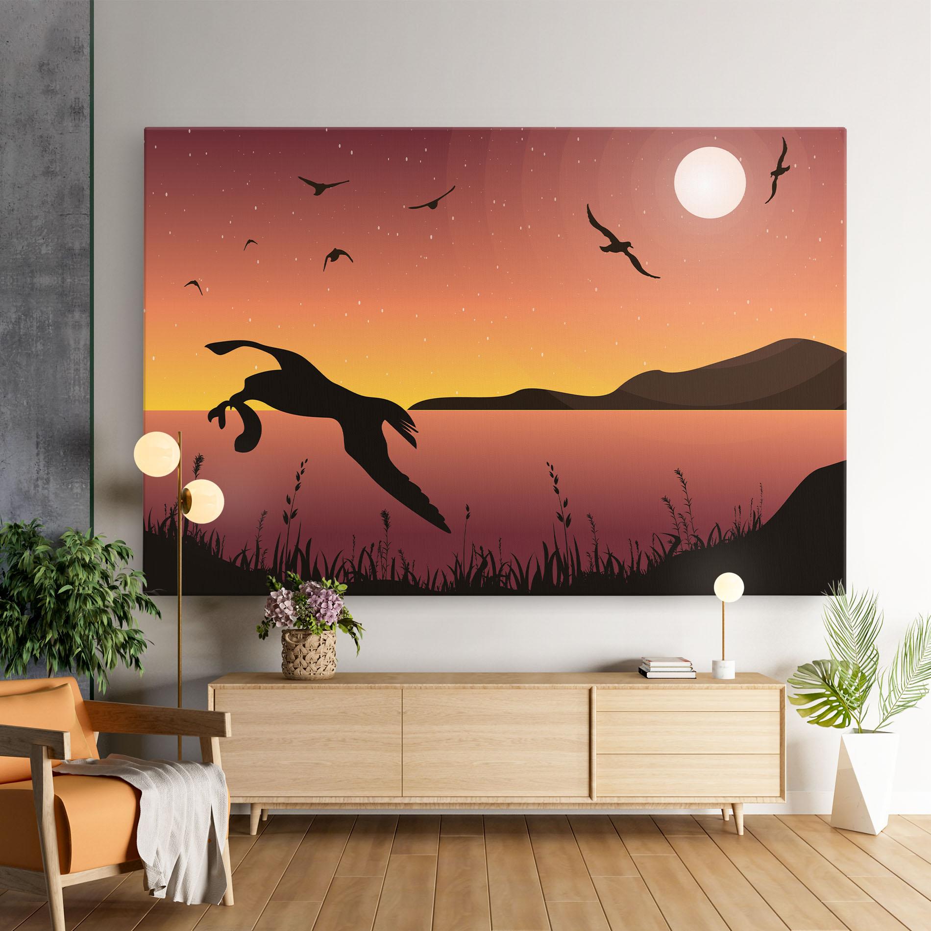 Leinwandbild Birds Fishing mockup 9