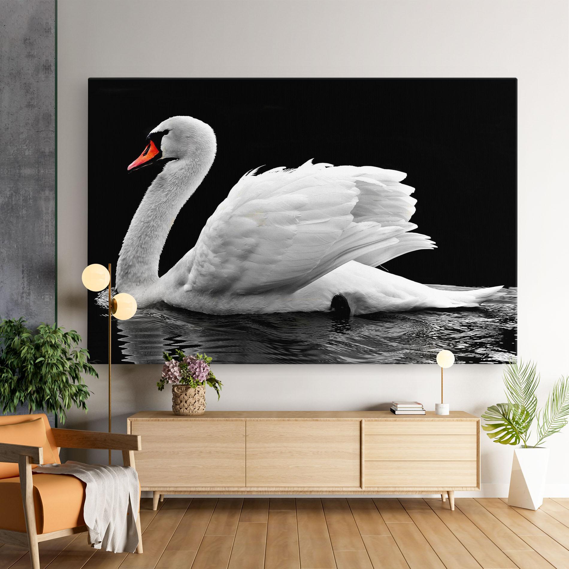Leinwandbild Black And White Swan mockup 9