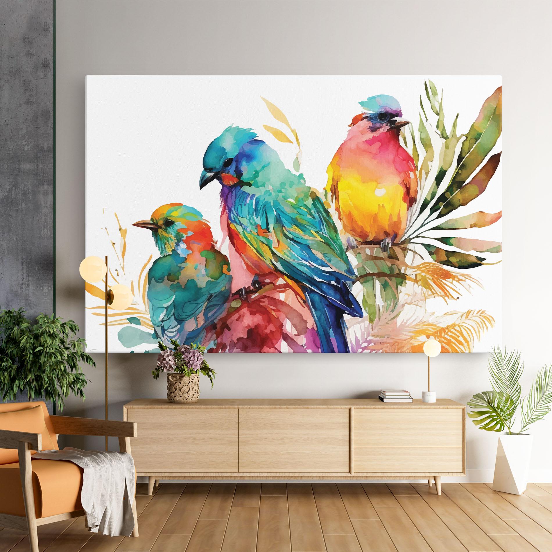 Leinwandbild Colorful Birds mockup 9
