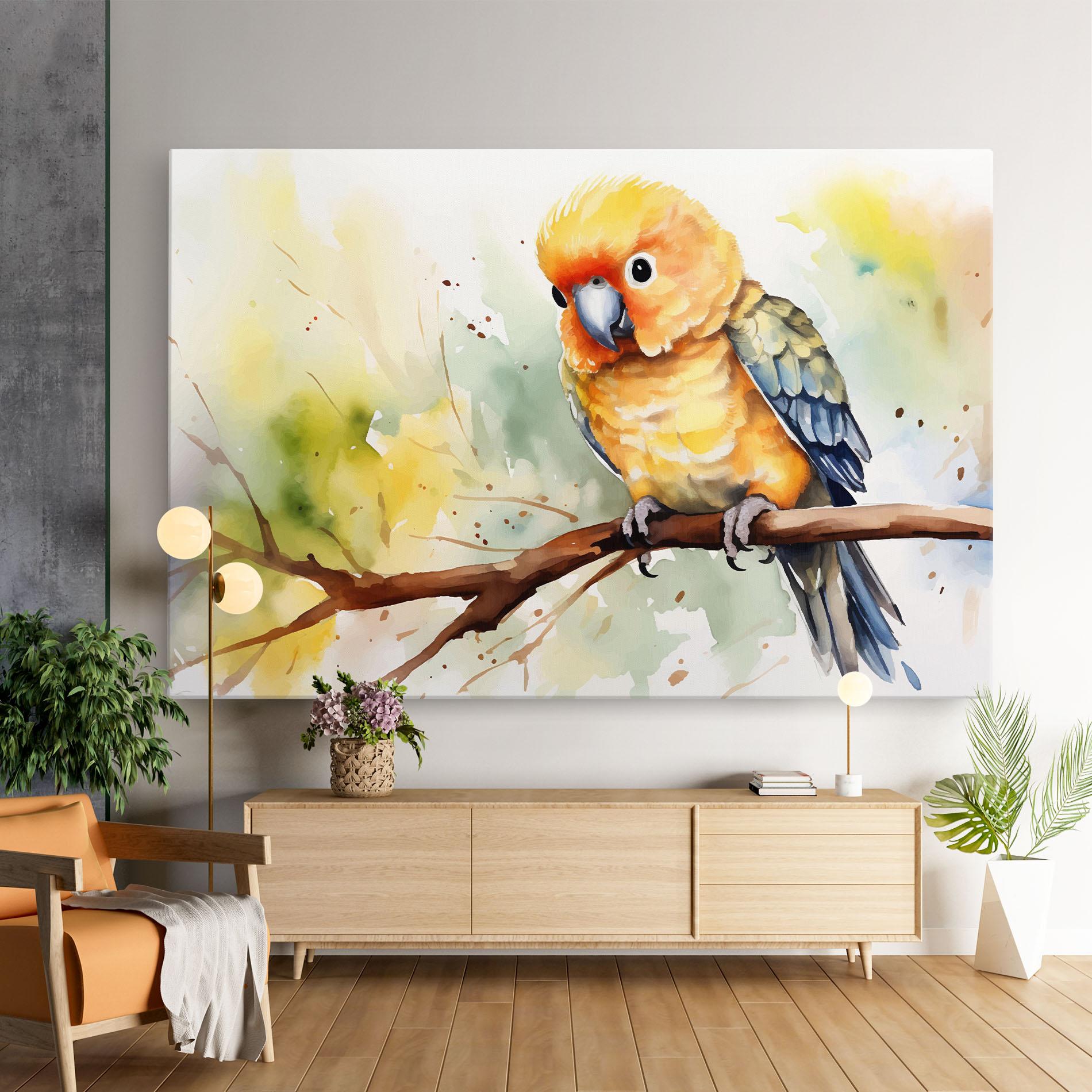 Leinwandbild Cute Baby Parrot mockup 9