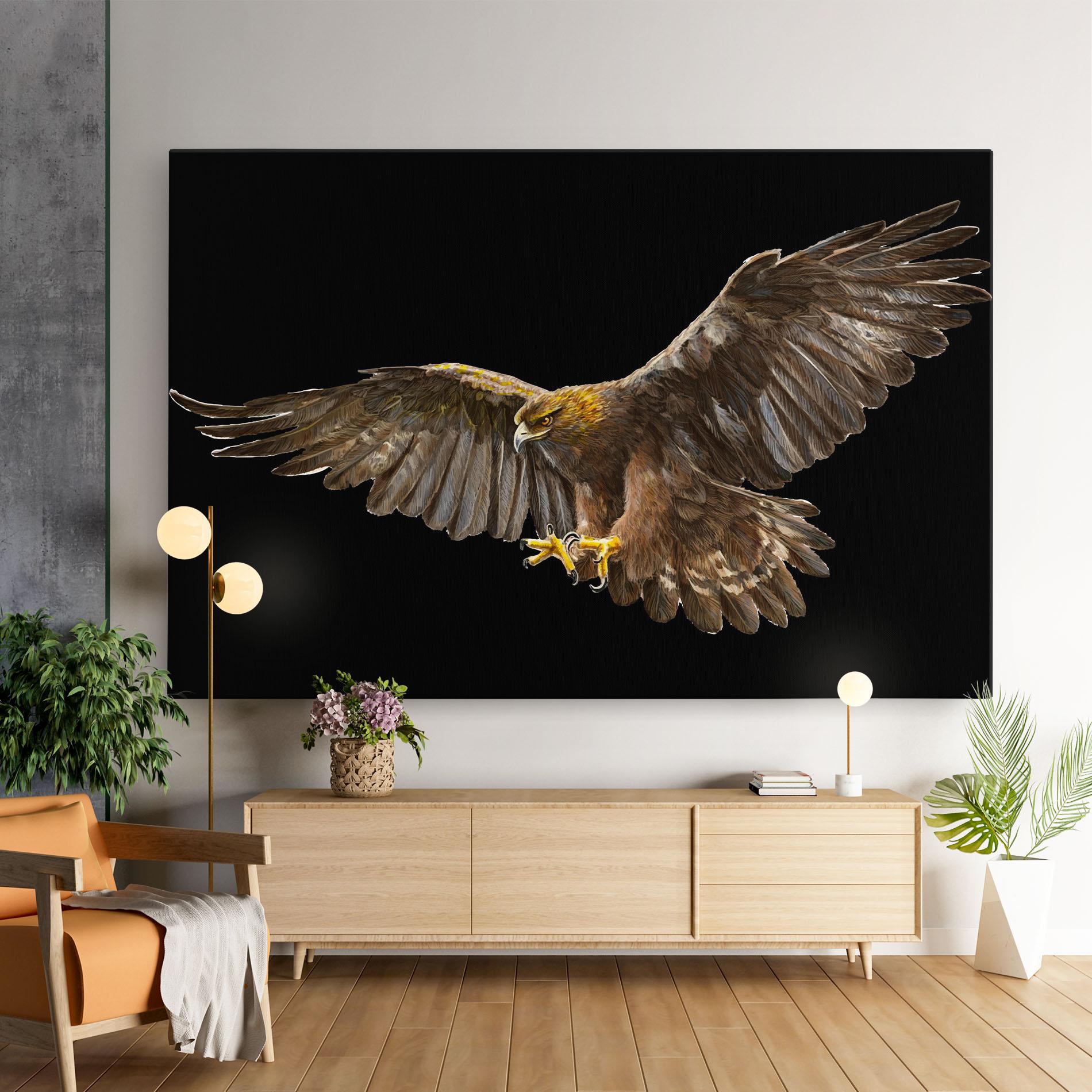 Leinwandbild Eagle On Black mockup 9