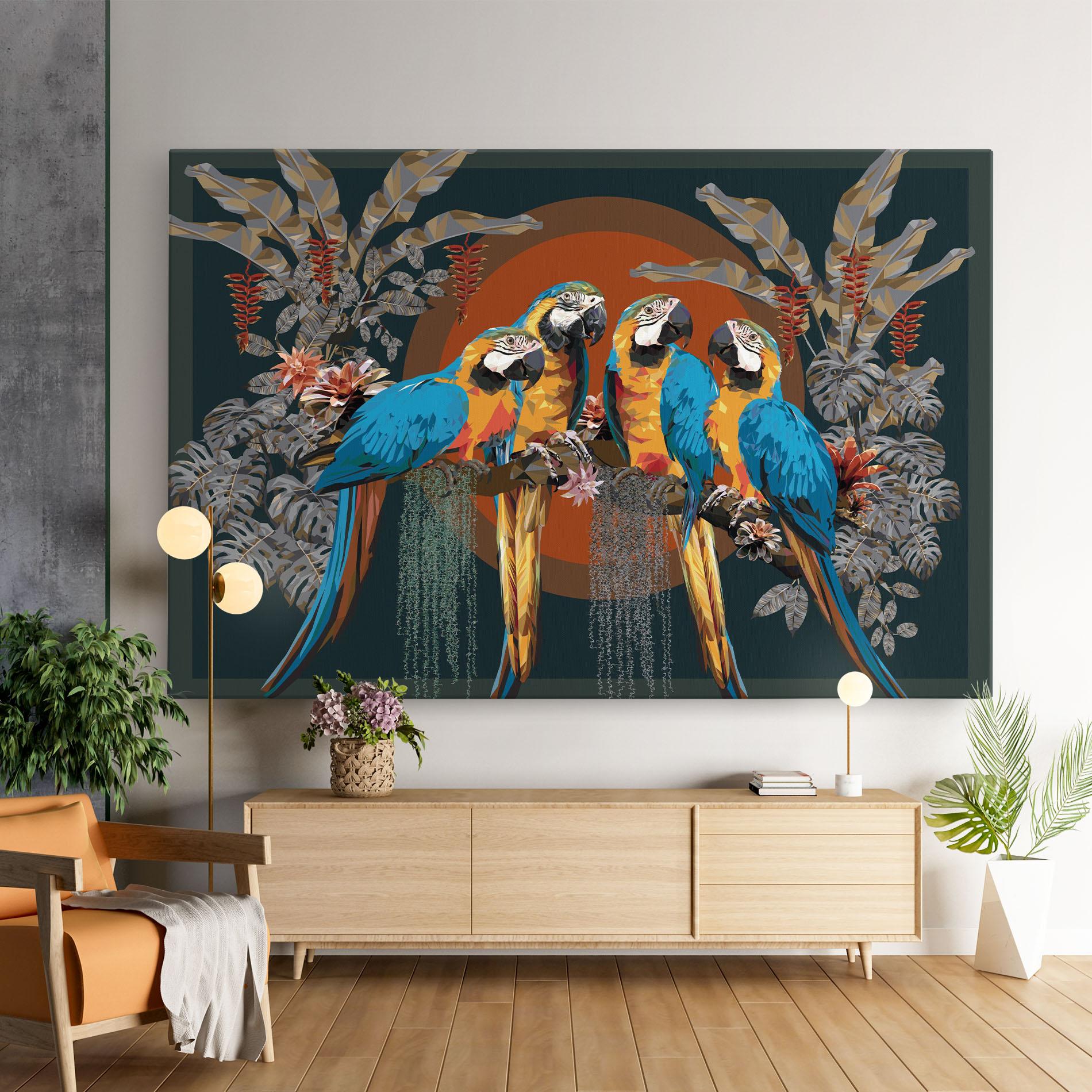 Leinwandbild Parrot Couples mockup 9