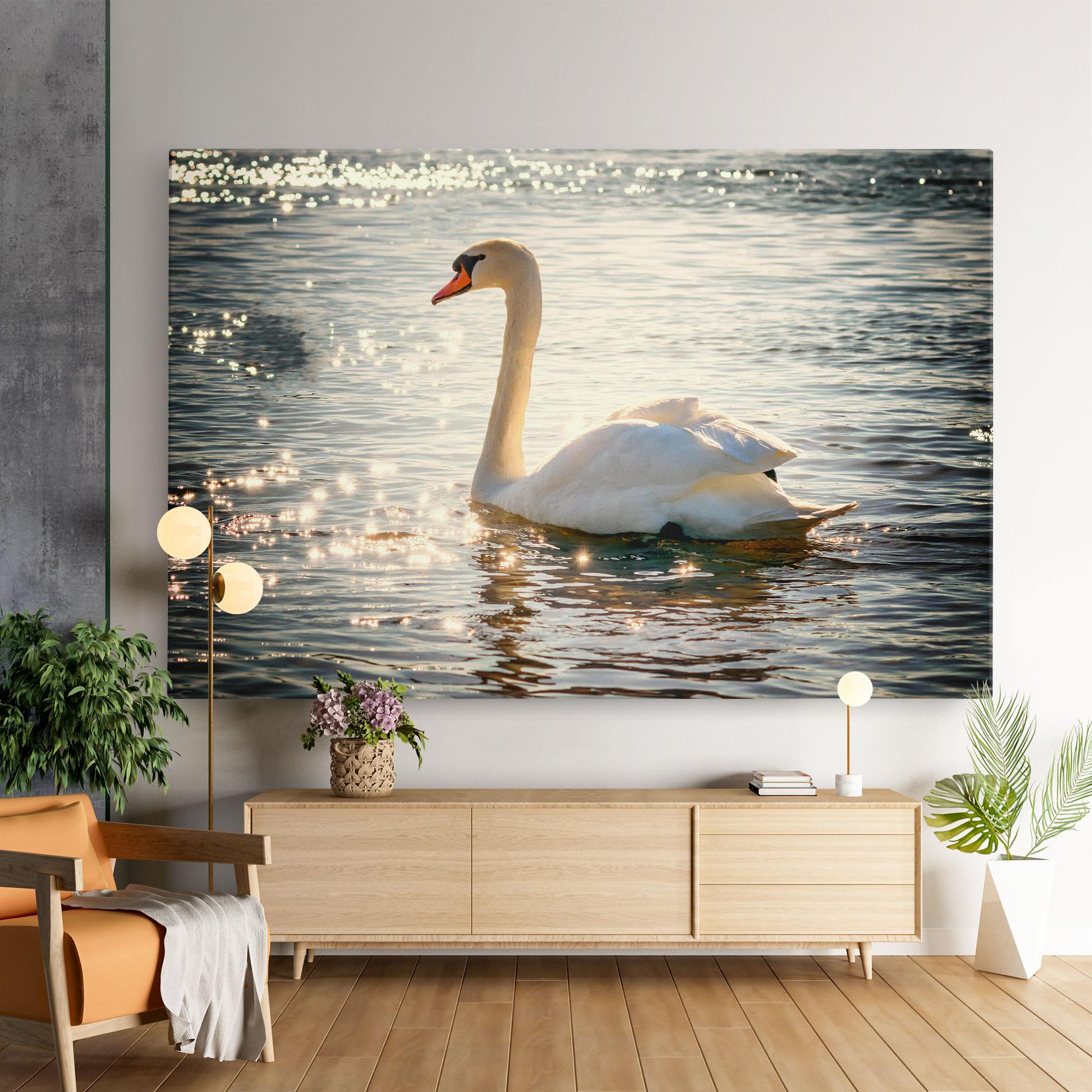 Leinwandbild Swan On Lake mockup 9