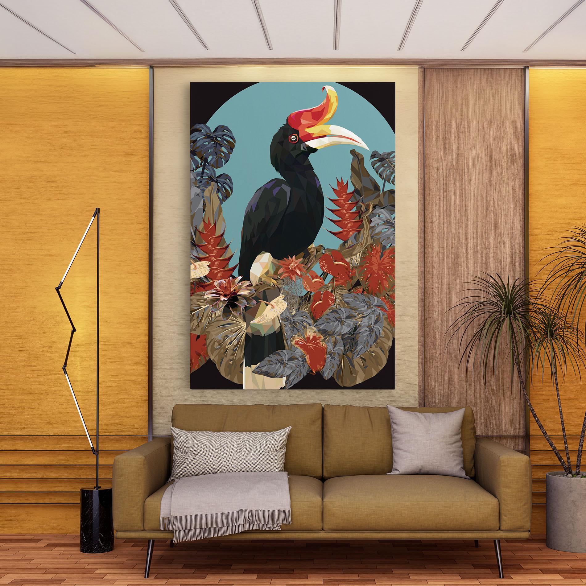 Leinwandbild Black Interesting Bird mockup 9