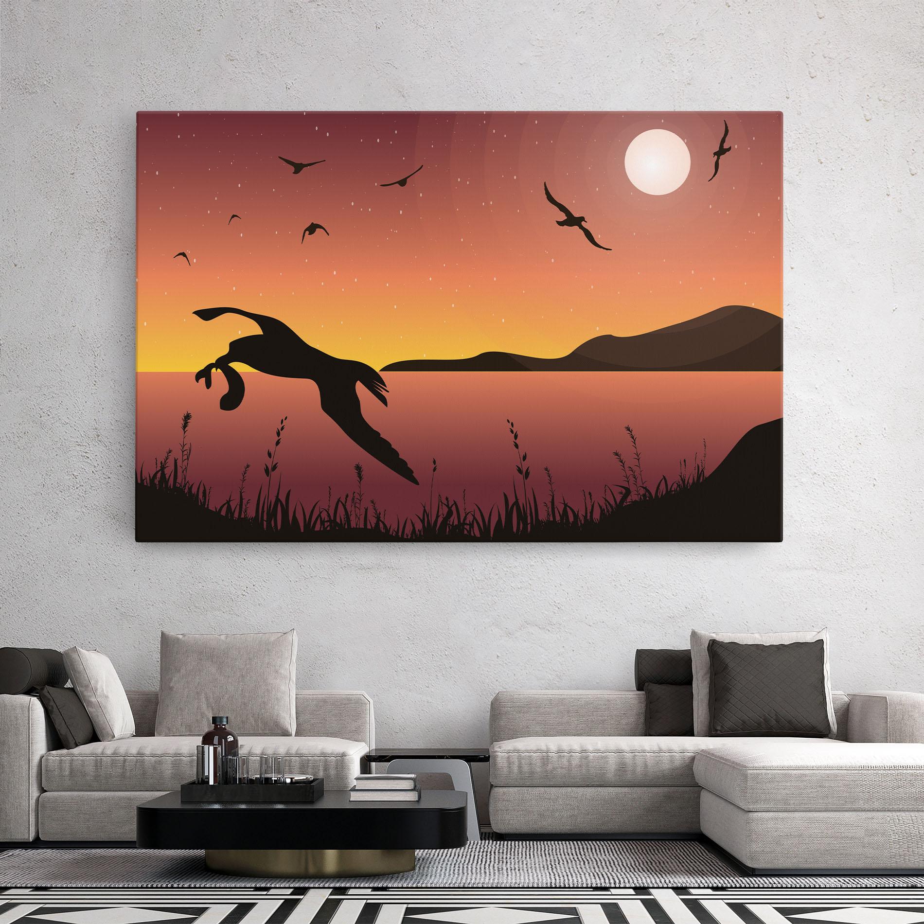 Leinwandbild Birds Fishing mockup 2