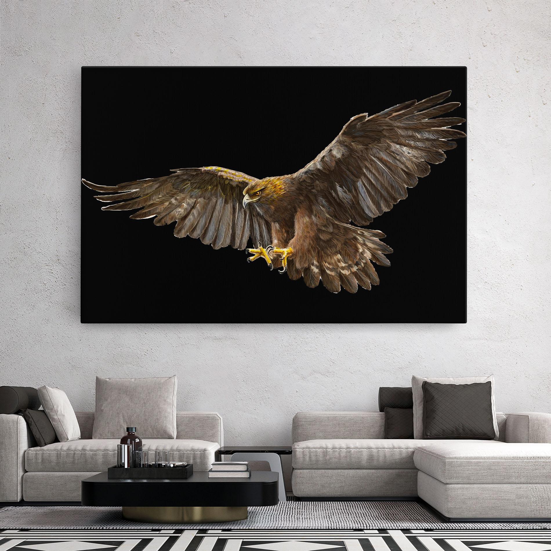 Leinwandbild Eagle On Black mockup 2
