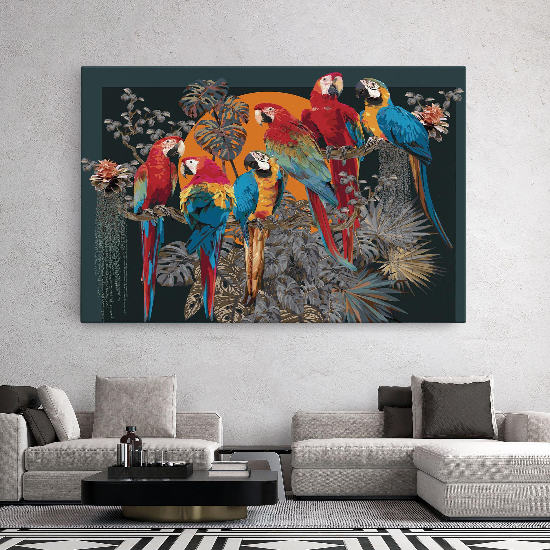 Leinwandbild Family Parrot mockup 2