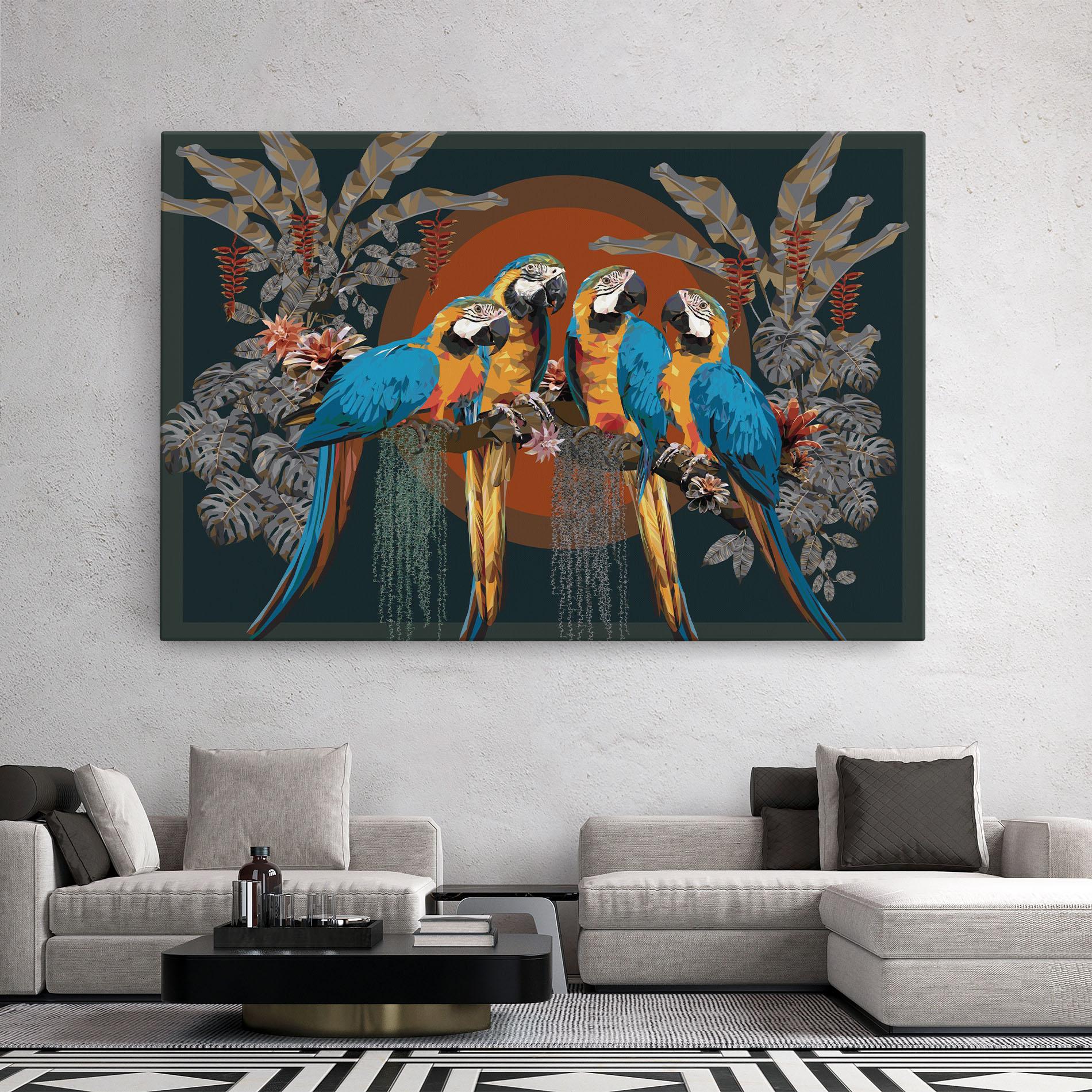 Leinwandbild Parrot Couples mockup 2
