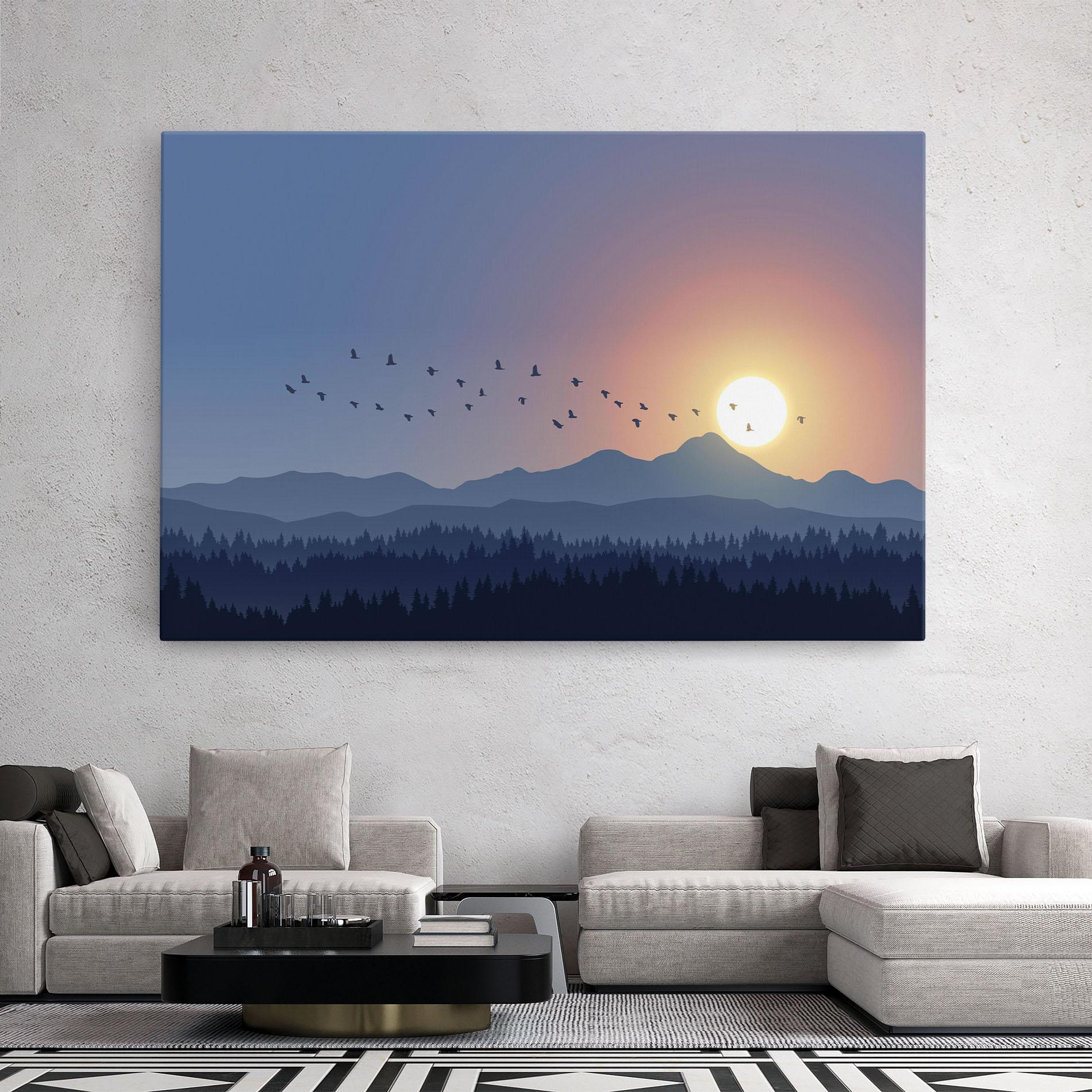 Leinwandbild Sunset Birds View mockup 2