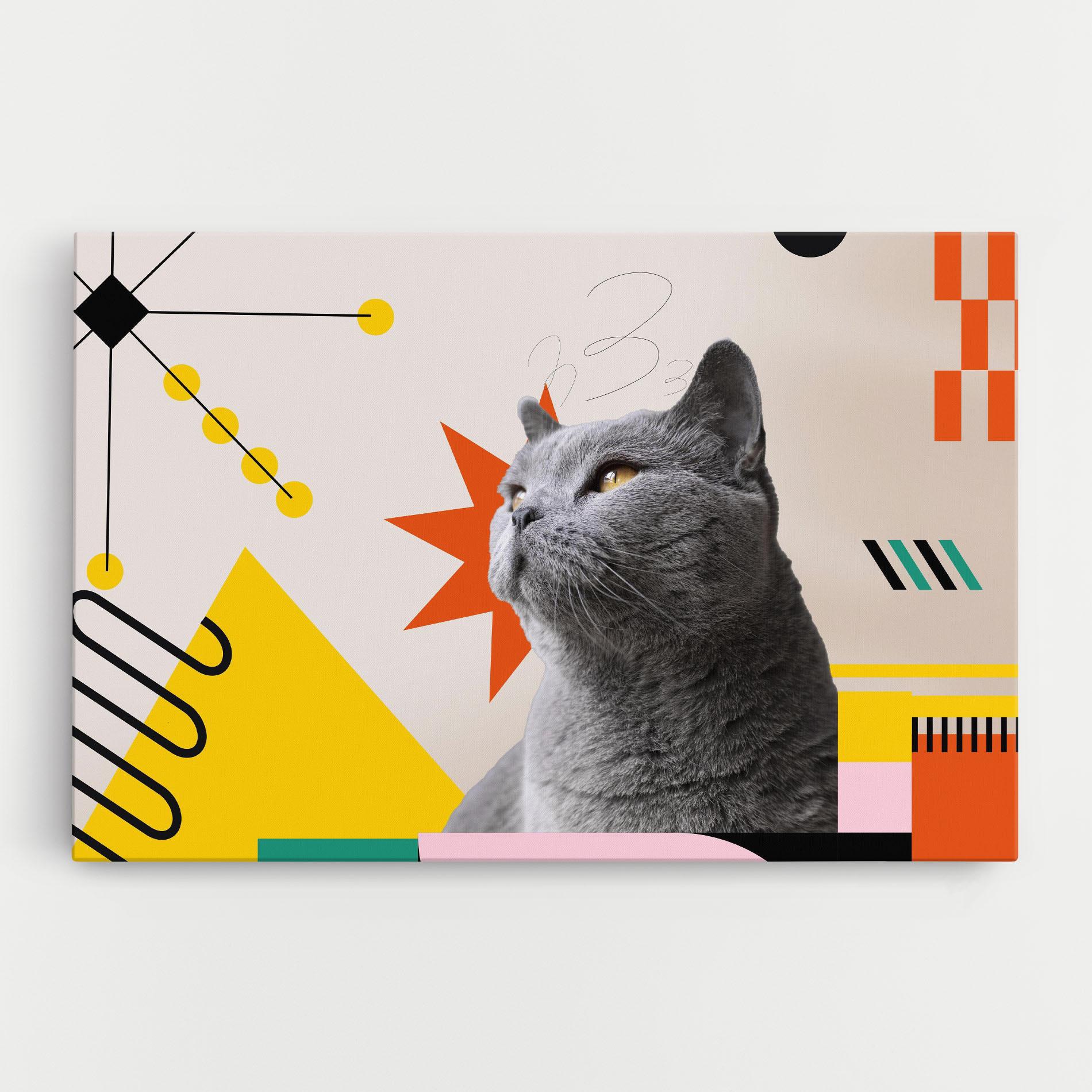 Leinwandbild Colorful Graphic Cat mockup 0