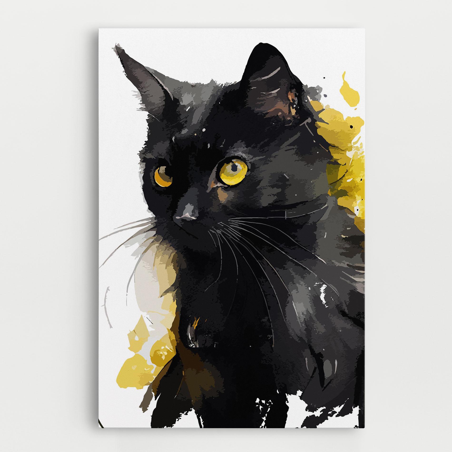 Leinwandbild Beautiful Black Cat mockup 0