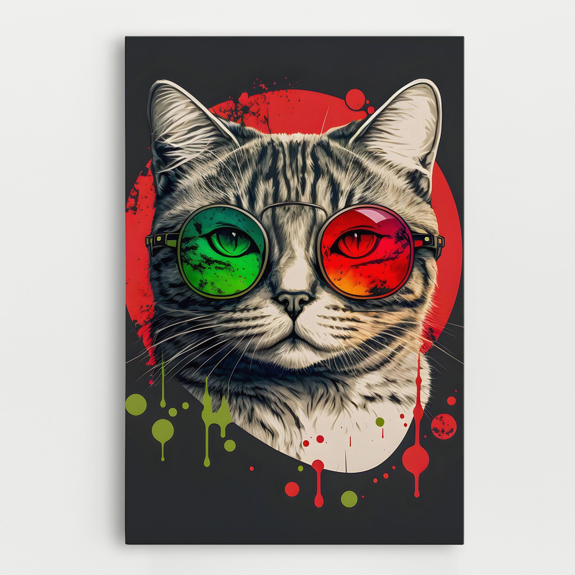 Green Red Glasses Cat mockup 0