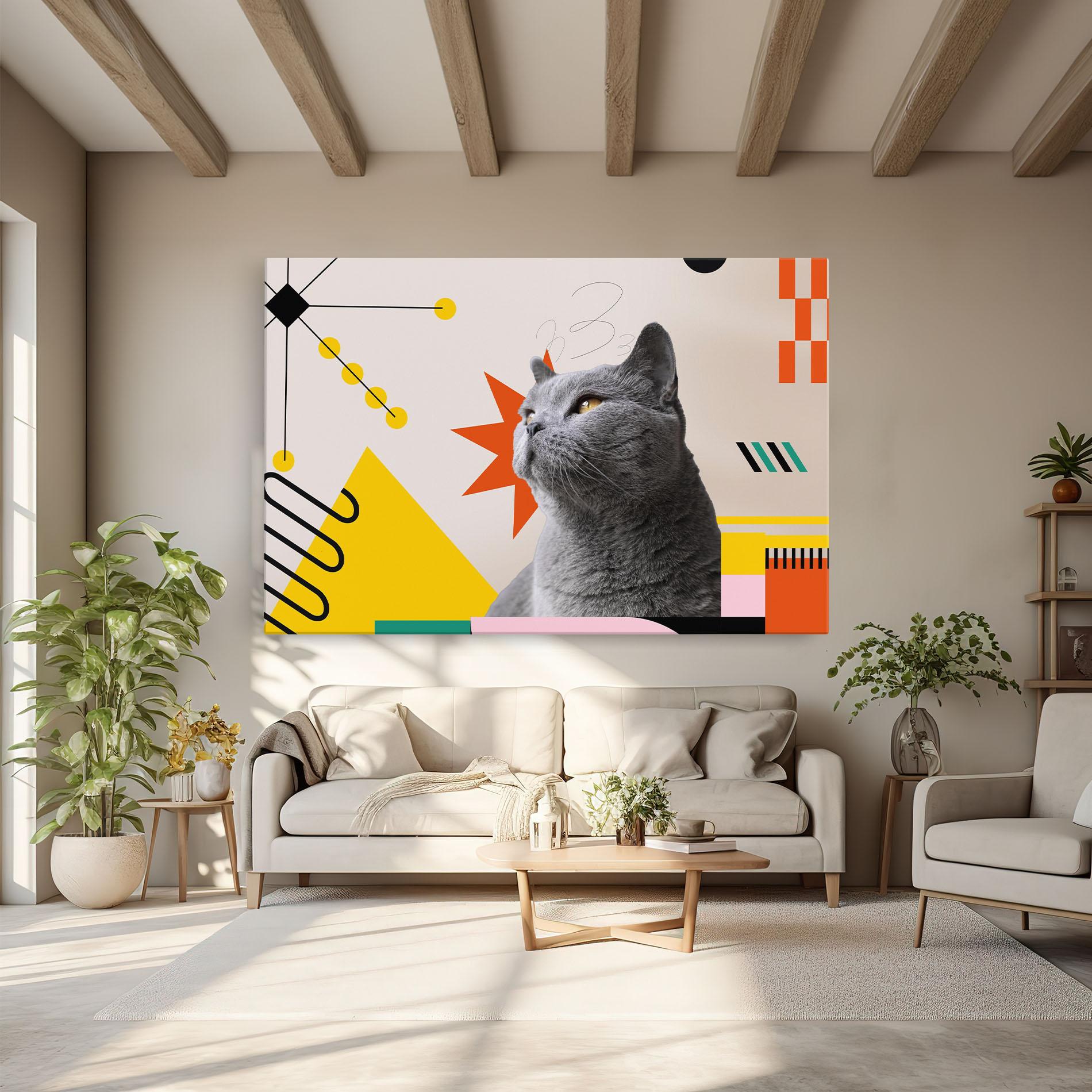 Leinwandbild Colorful Graphic Cat mockup 6