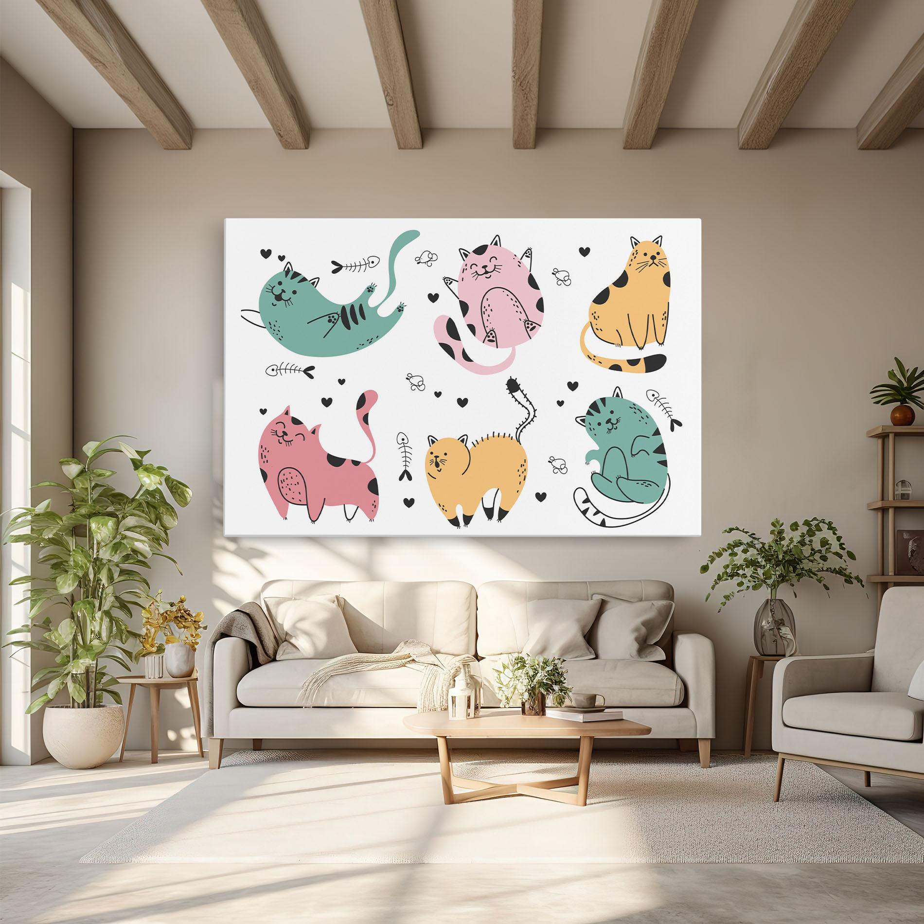 Leinwandbild Doodle Cat mockup 6