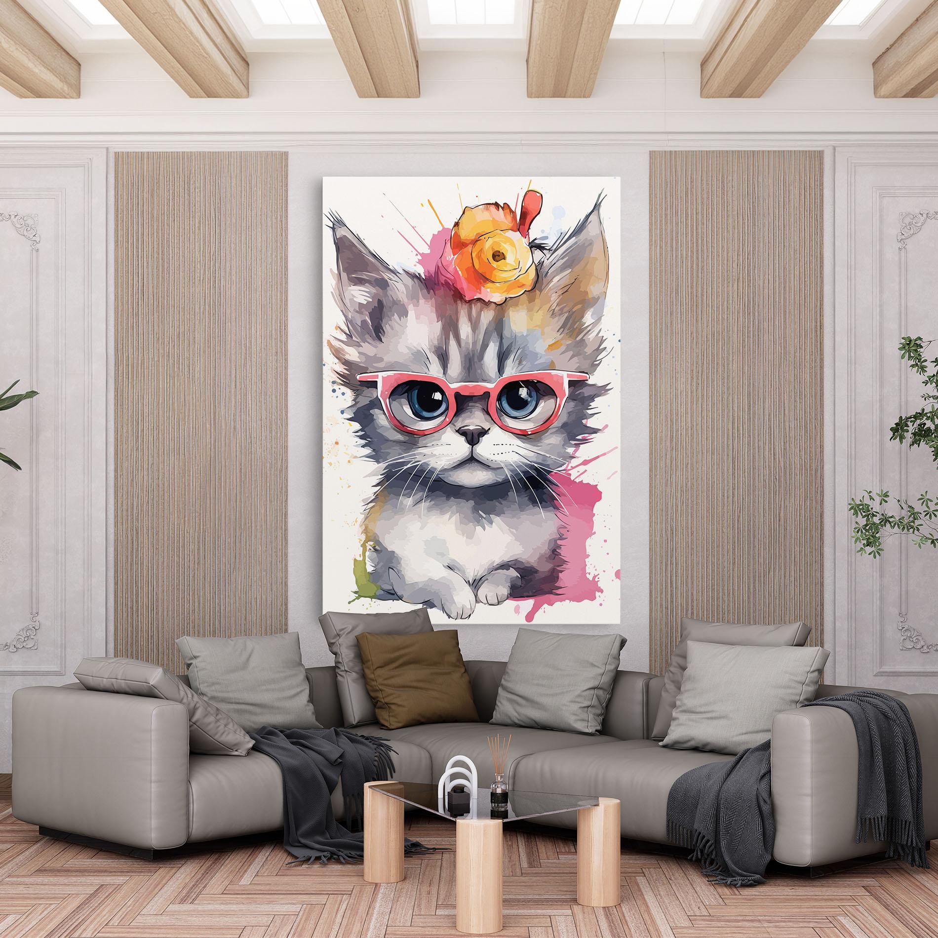 Leinwandbild Adorable Grey Cat mockup 6