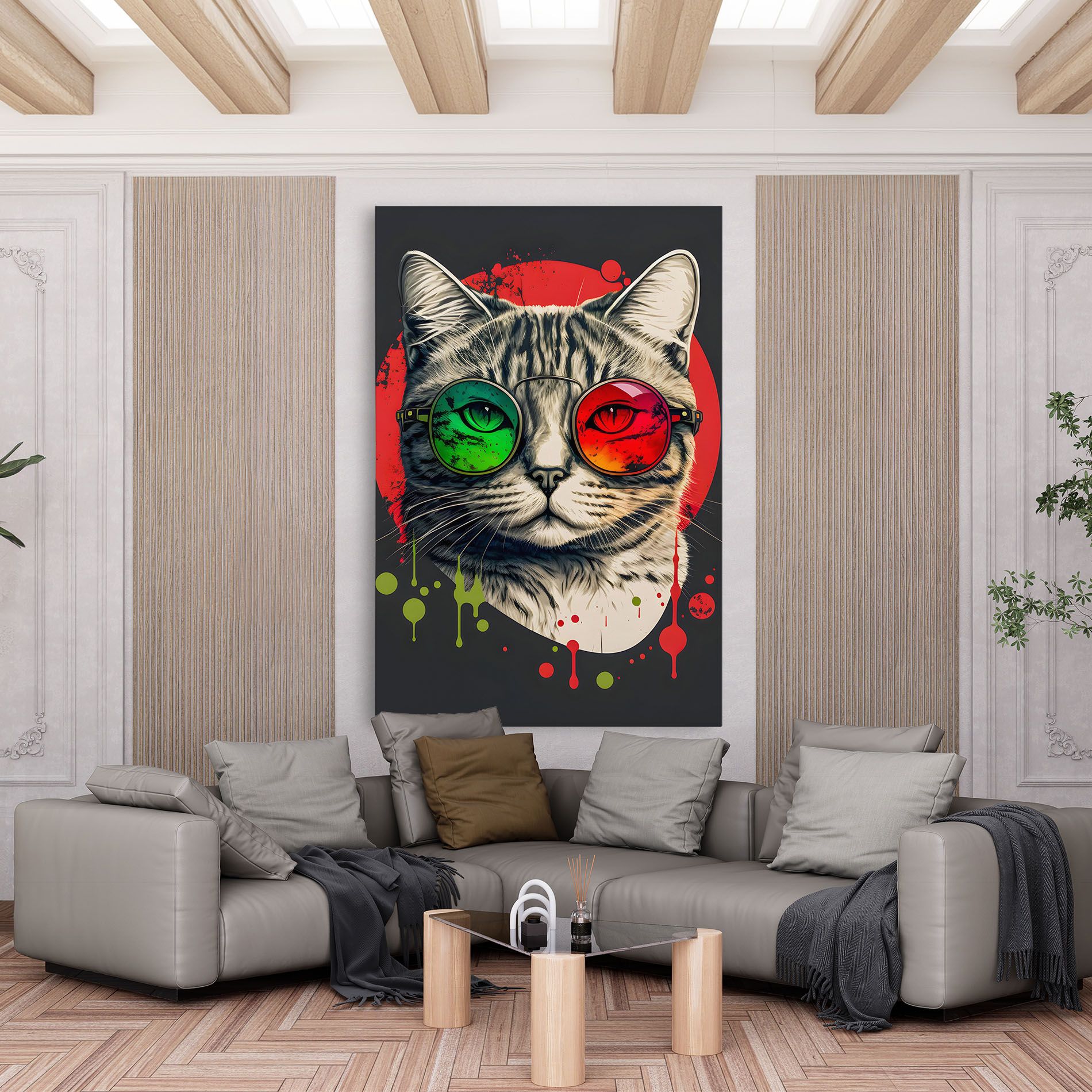 Green Red Glasses Cat mockup 6