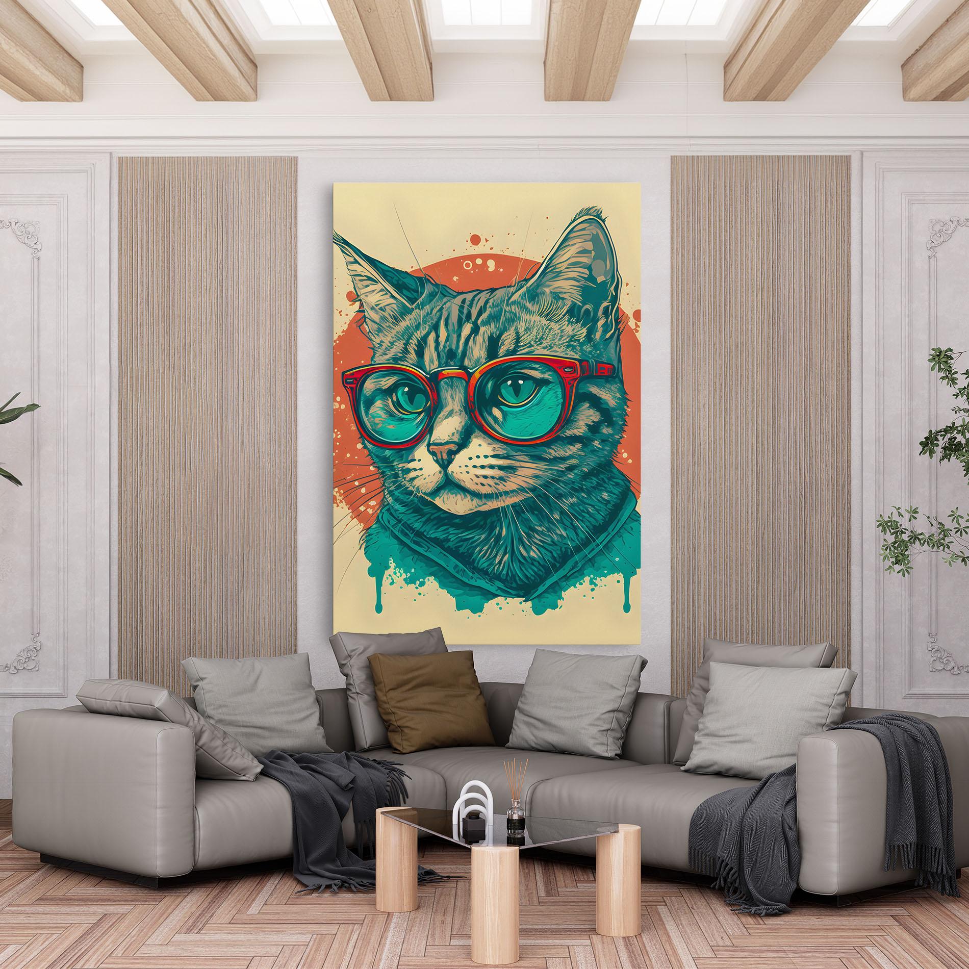 Leinwandbild Red Glasses Cat mockup 6