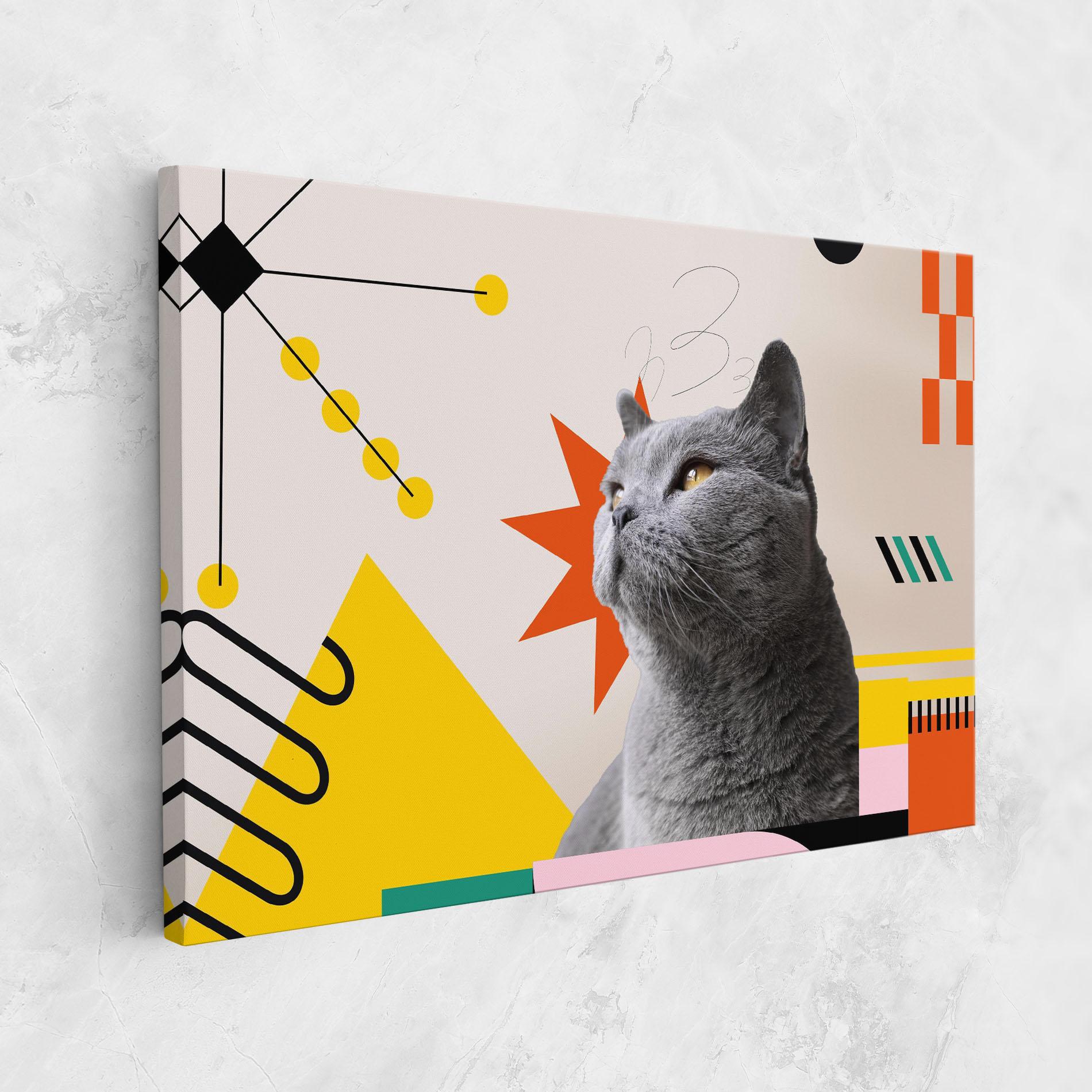 Leinwandbild Colorful Graphic Cat mockup 1